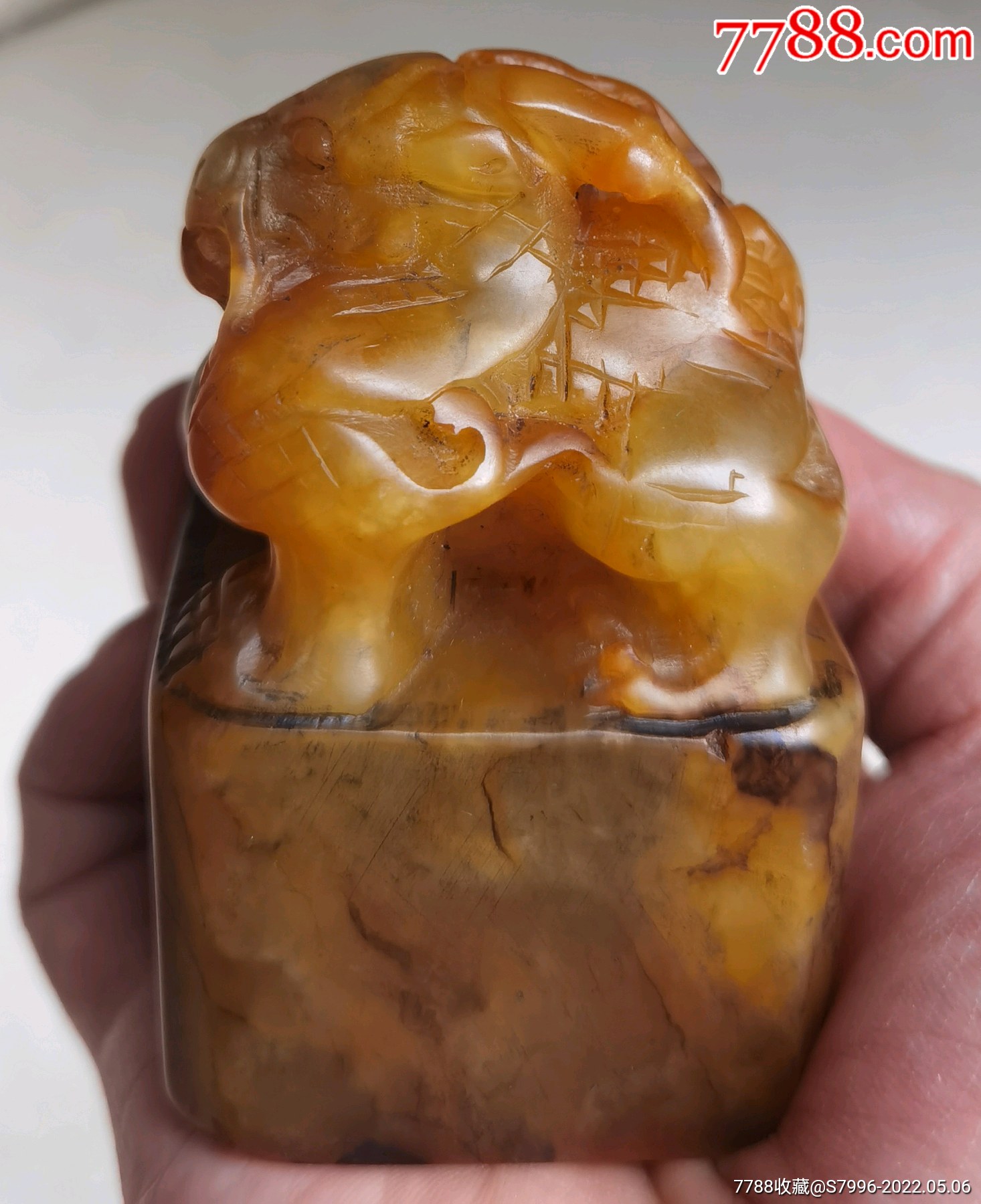 清代篆刻家张辛刻瑞兽纽寿山石老印章