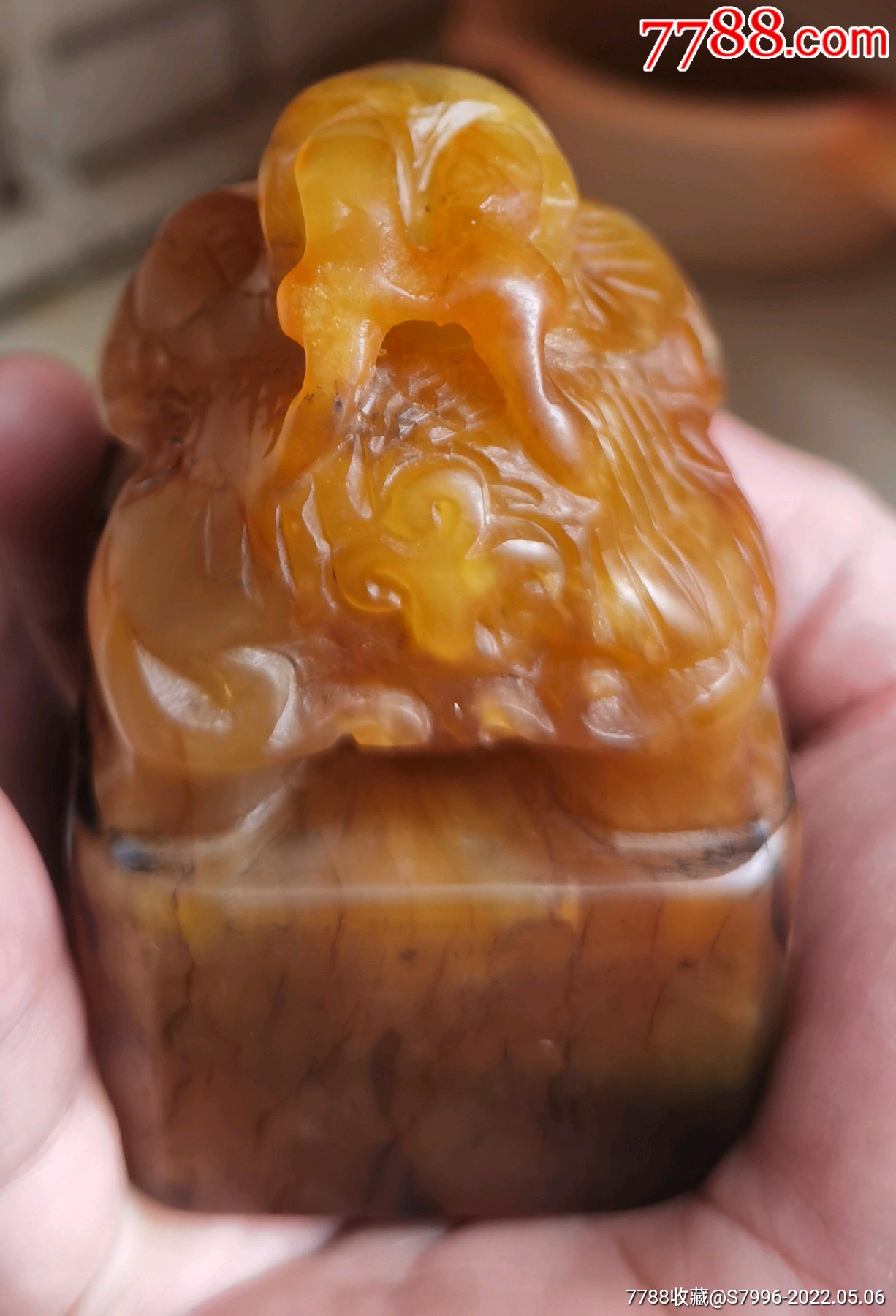 清代篆刻家张辛刻瑞兽纽寿山石老印章