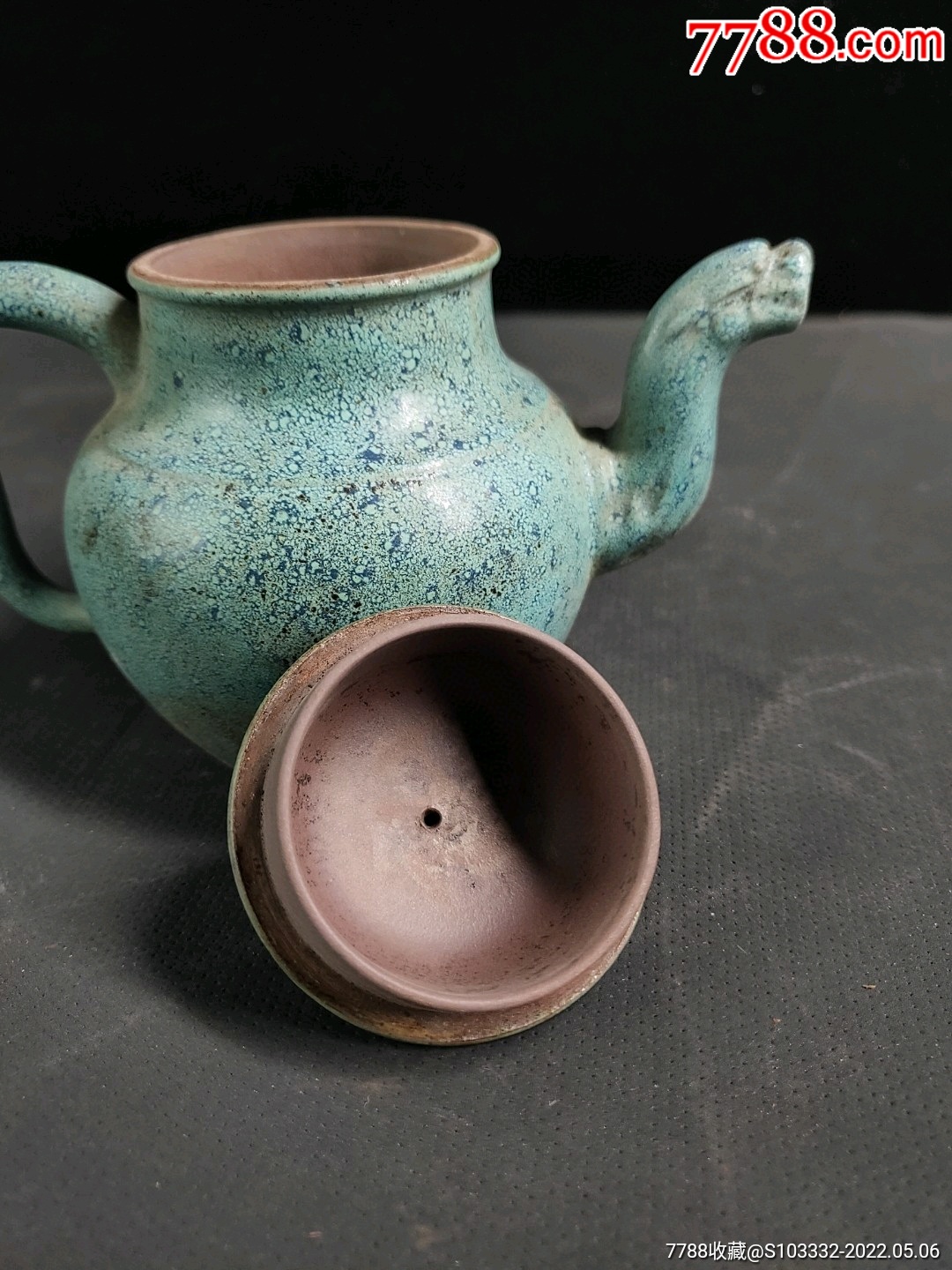 旧藏炉钧釉老紫砂壶一把珍藏佳品