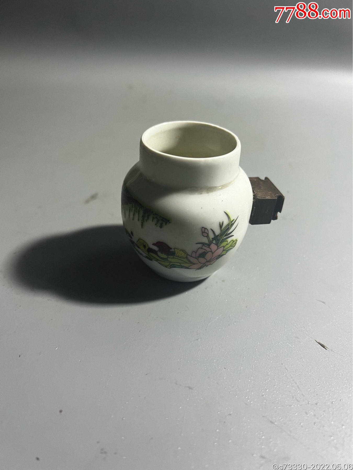 90年代以后贴花鸳鸯戏水鸟食罐