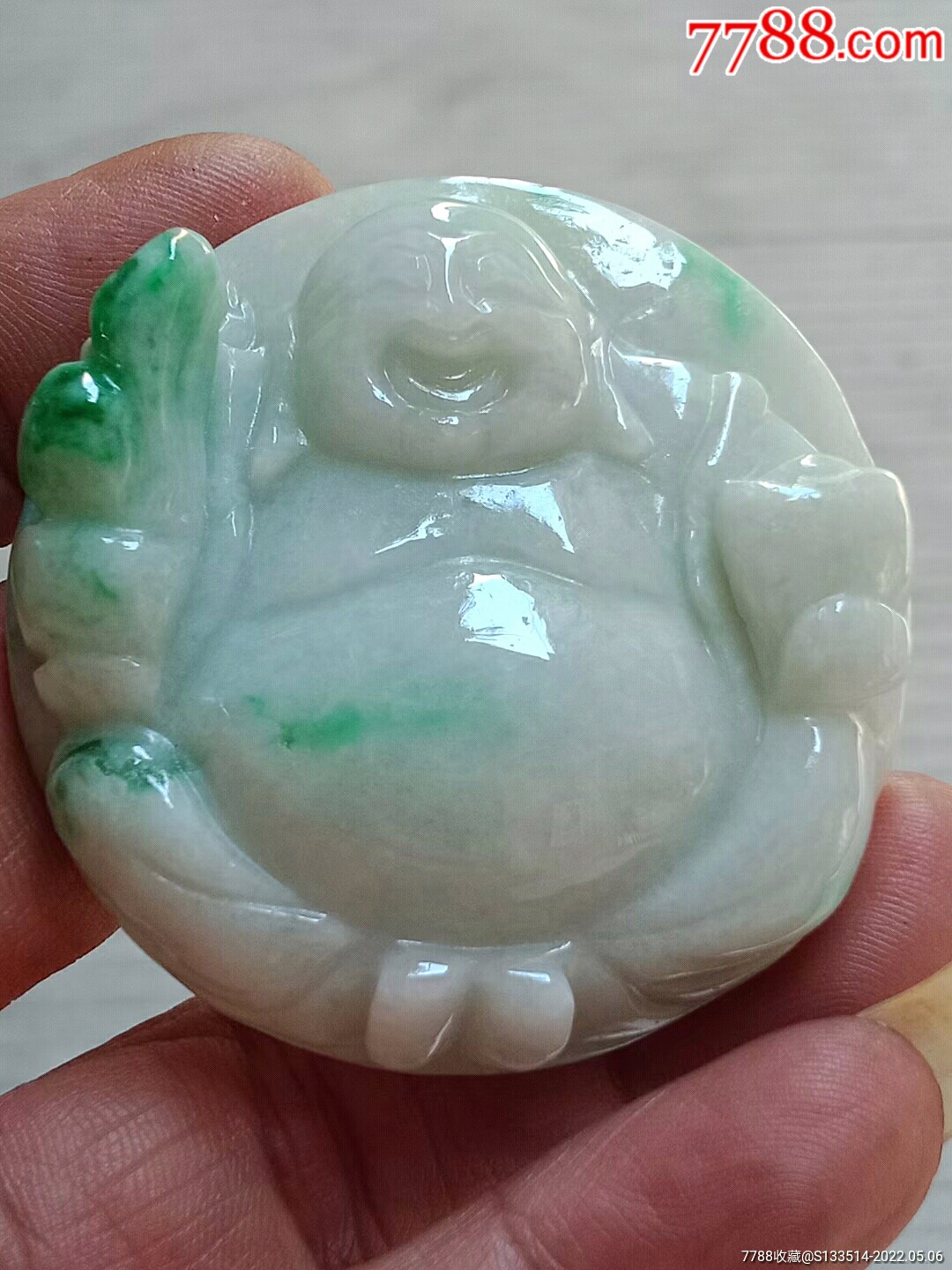 缅甸翡翠20823a阳绿弥勒佛摆件送证书