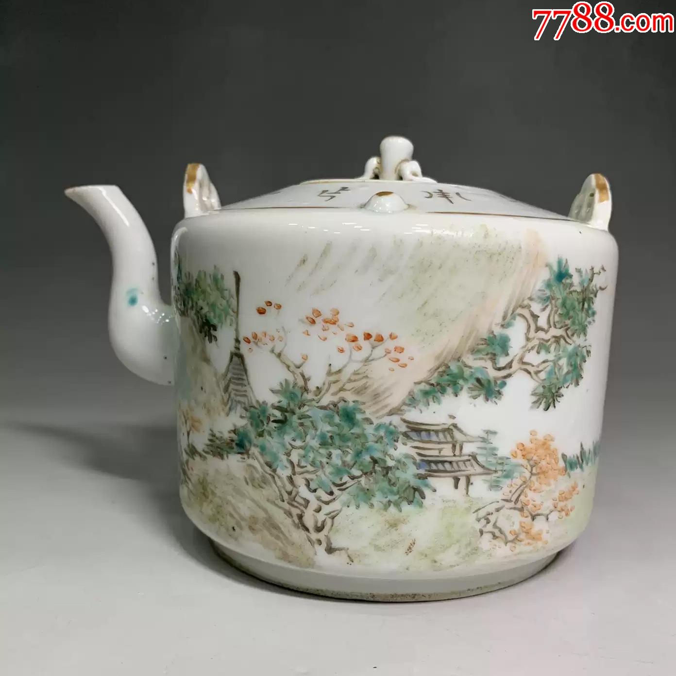 梅峰樵浅降彩瓷茶壶