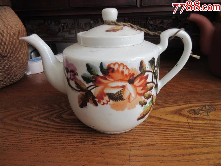 景德镇建国瓷厂老茶壶一枝独秀一枝花包老保真茶具茶坊收藏品民俗