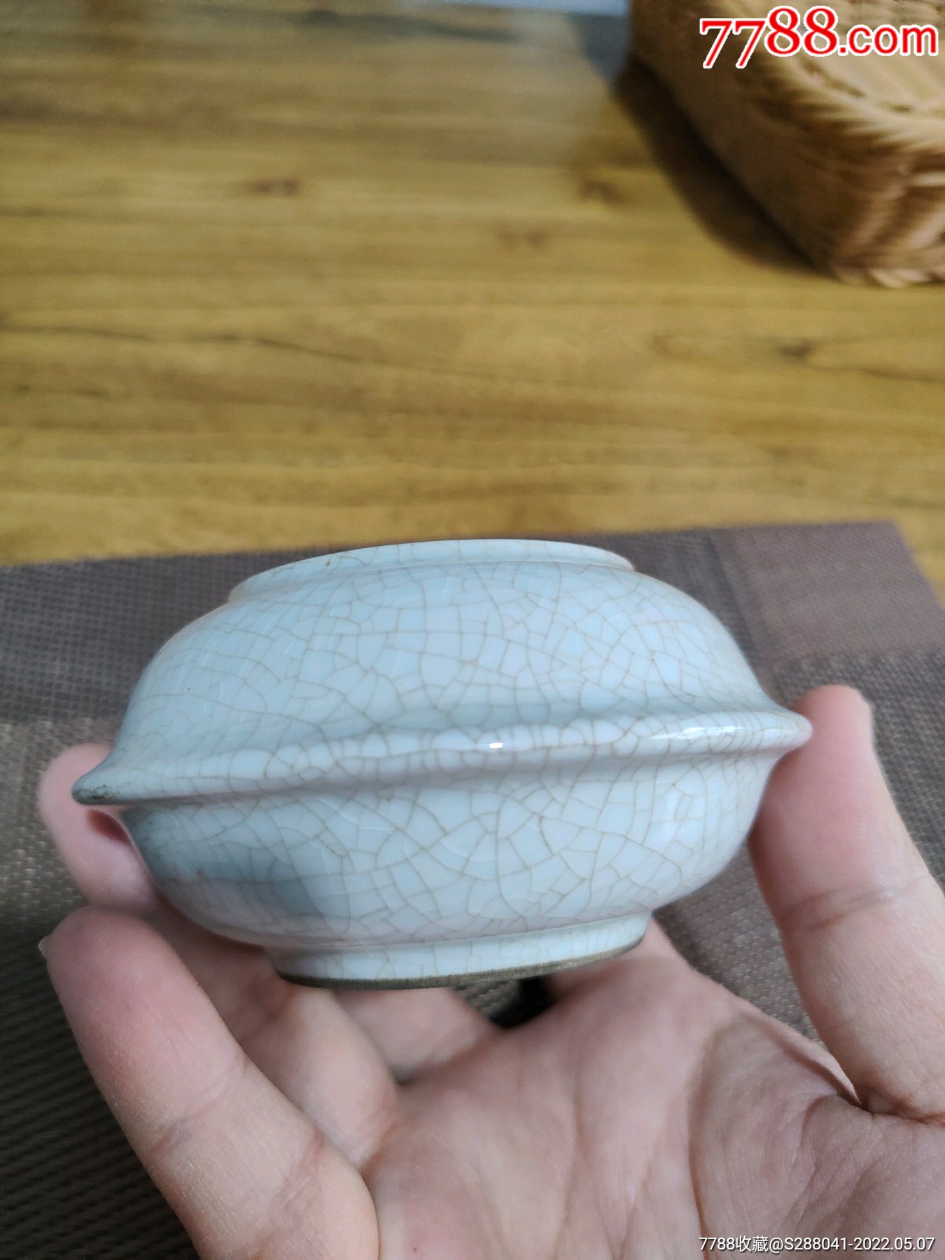 老物件哥窑哥釉笔洗水洗文房收藏品古玩古董摆件全美品自然开片有一