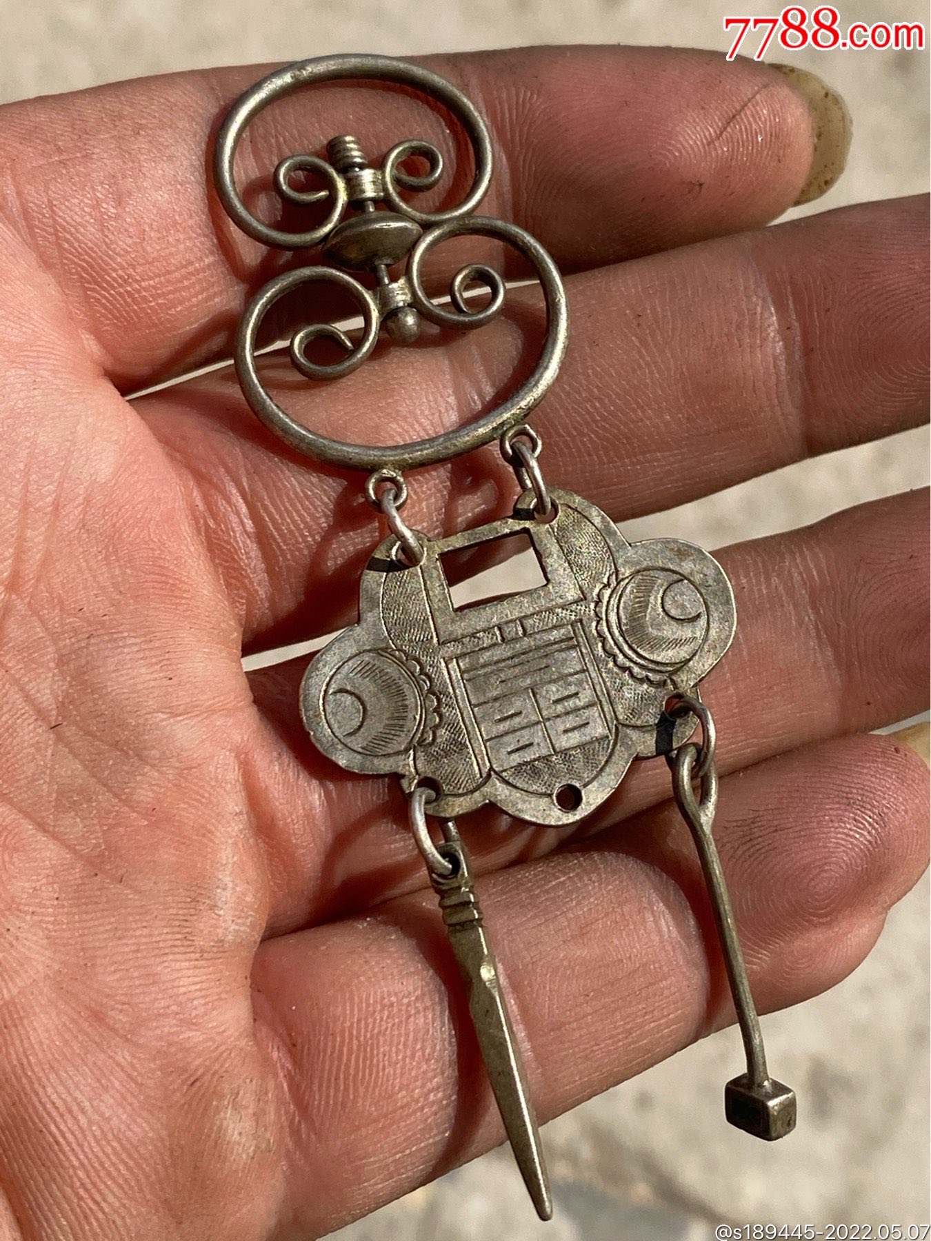 老银饰脖锁,品相如图保真保老不议价-银锁/银项链-7788商城__七七八八