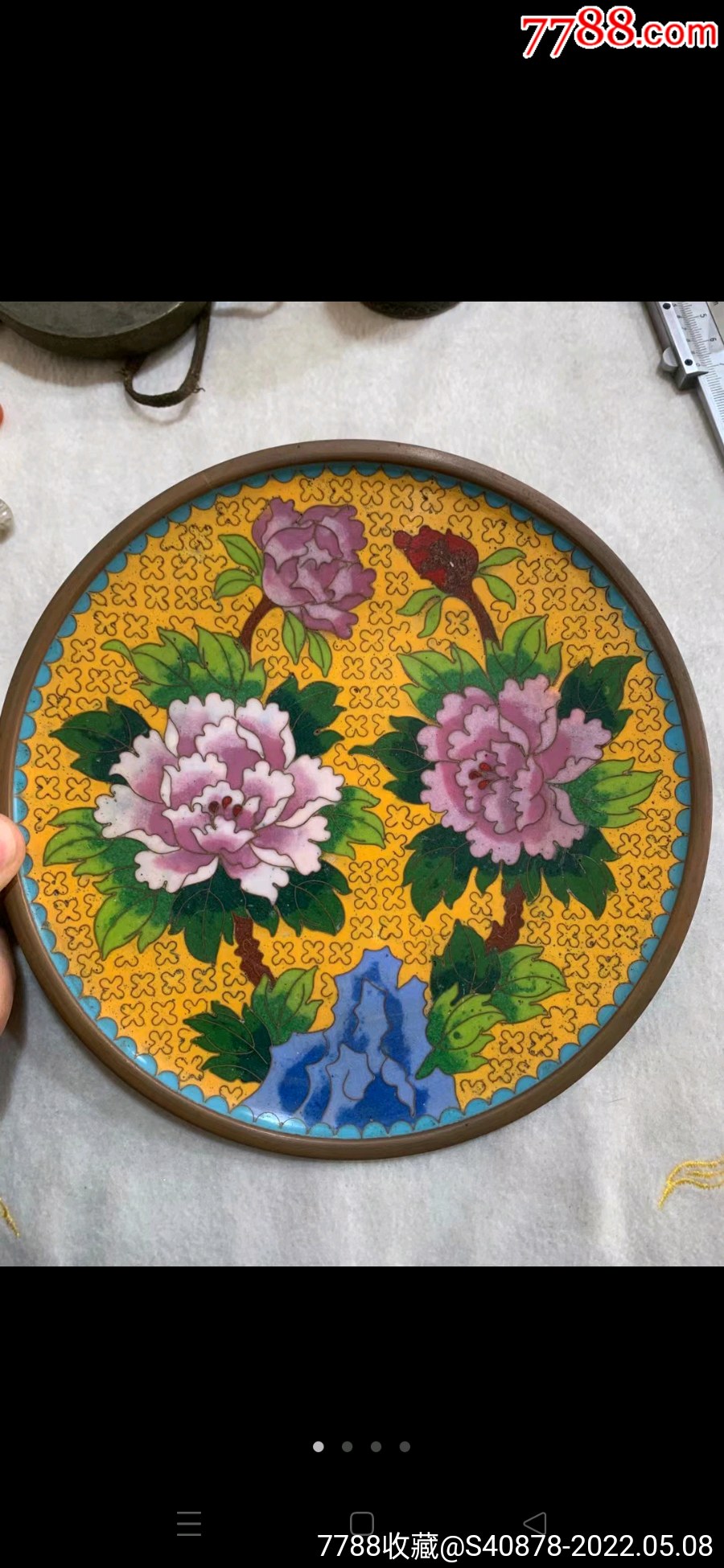 民国景泰蓝花卉盘子