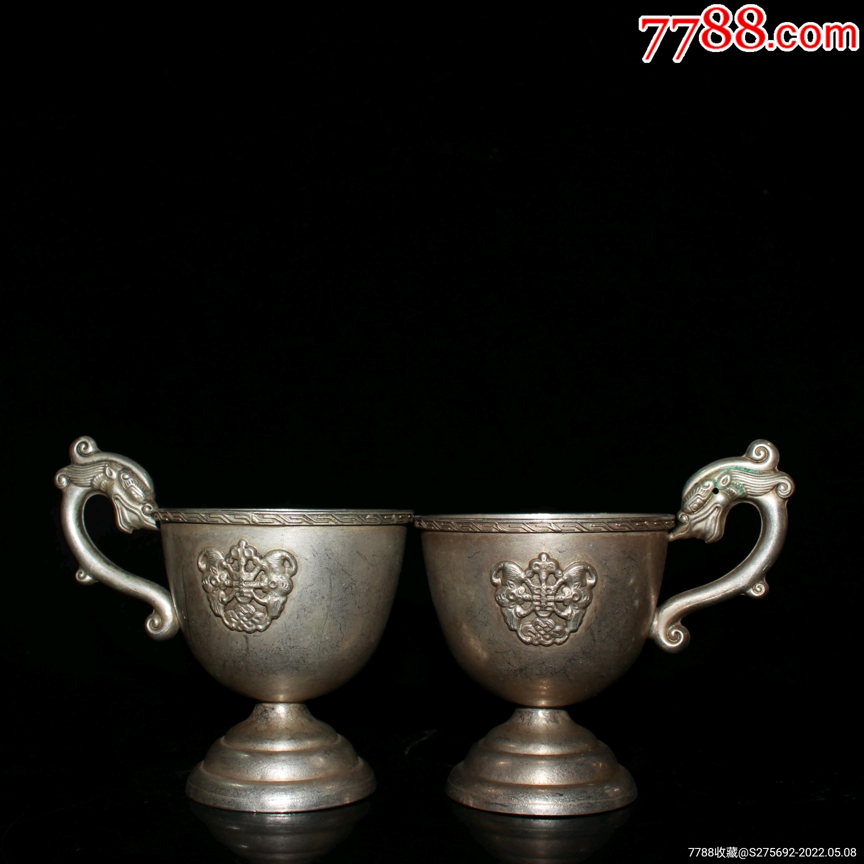 纯白铜酒壶酒杯一套摆件