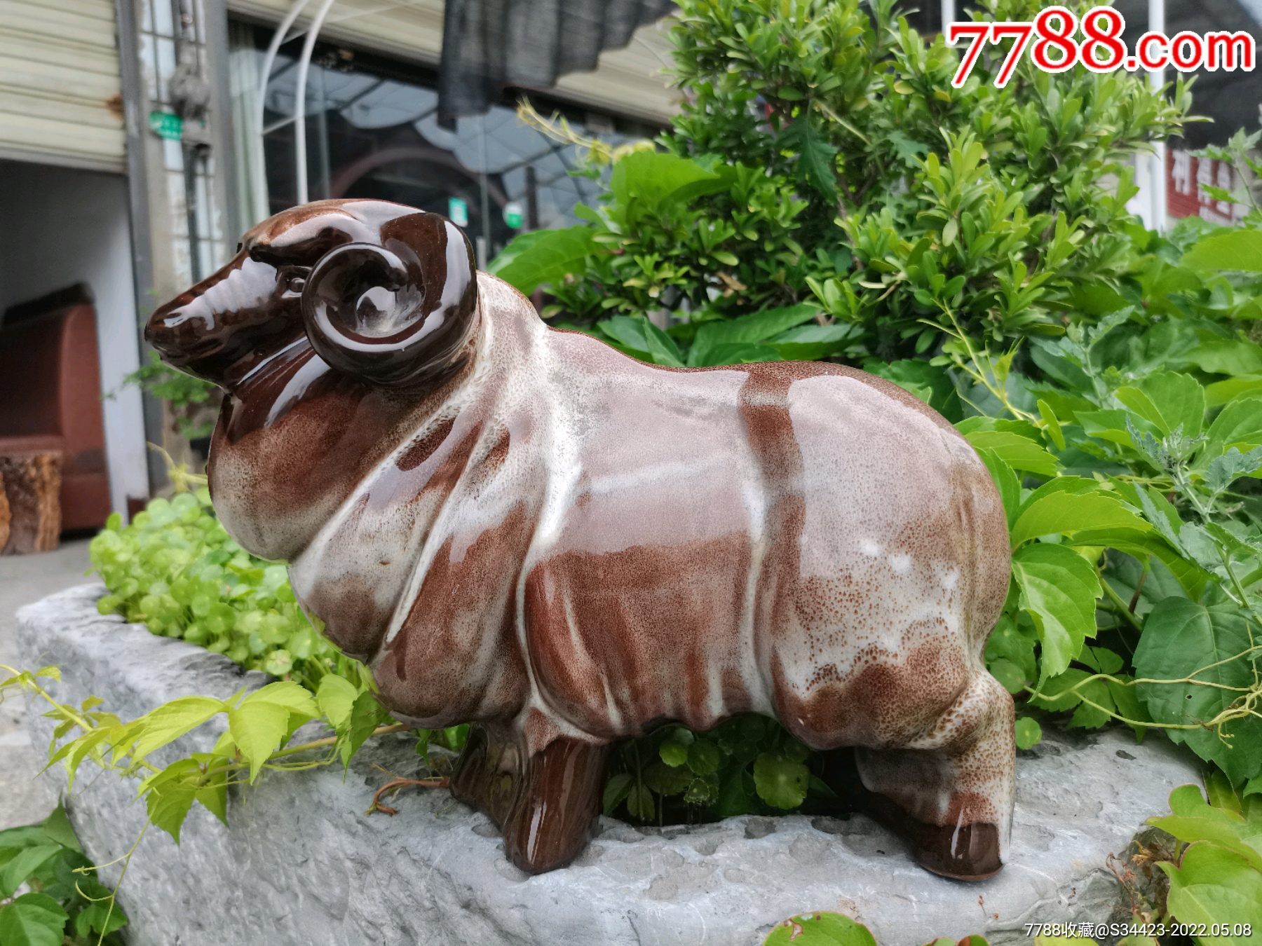 宜昌美陶宜昌彩陶紫砂挂窑变釉美利奴羊_雕塑瓷/瓷雕_第1张_7788老酒