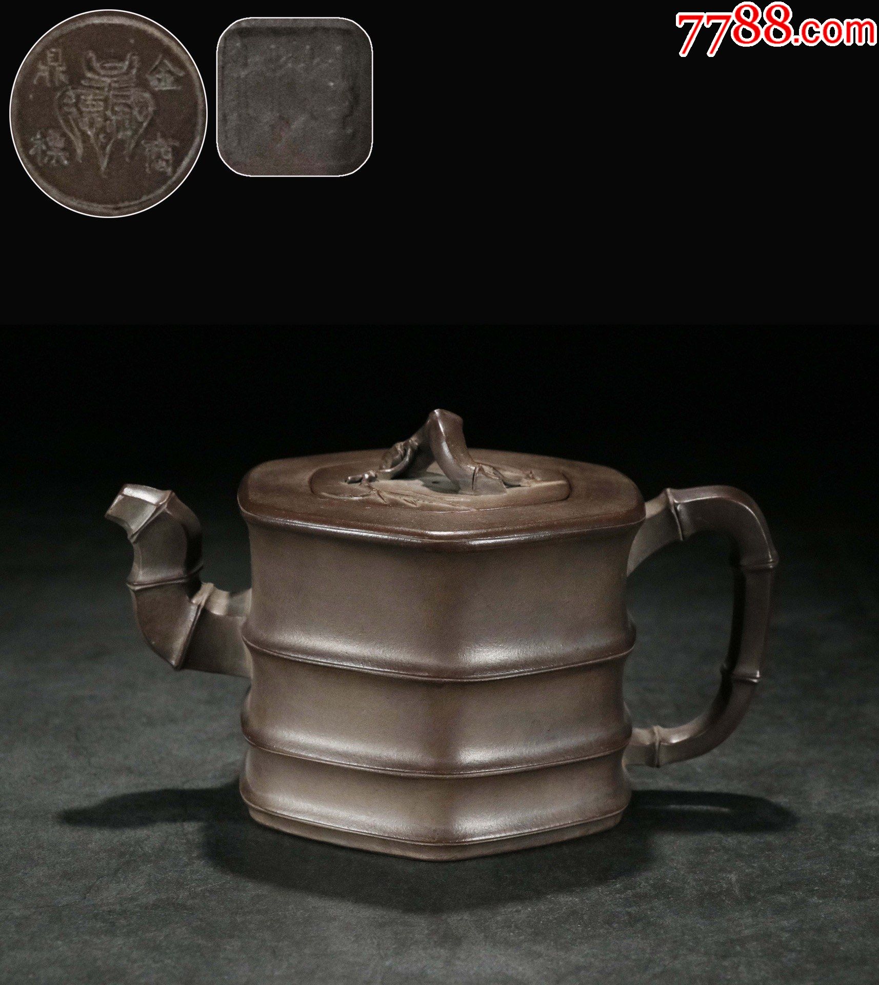 金鼎商标桂林款紫砂六方竹节壶