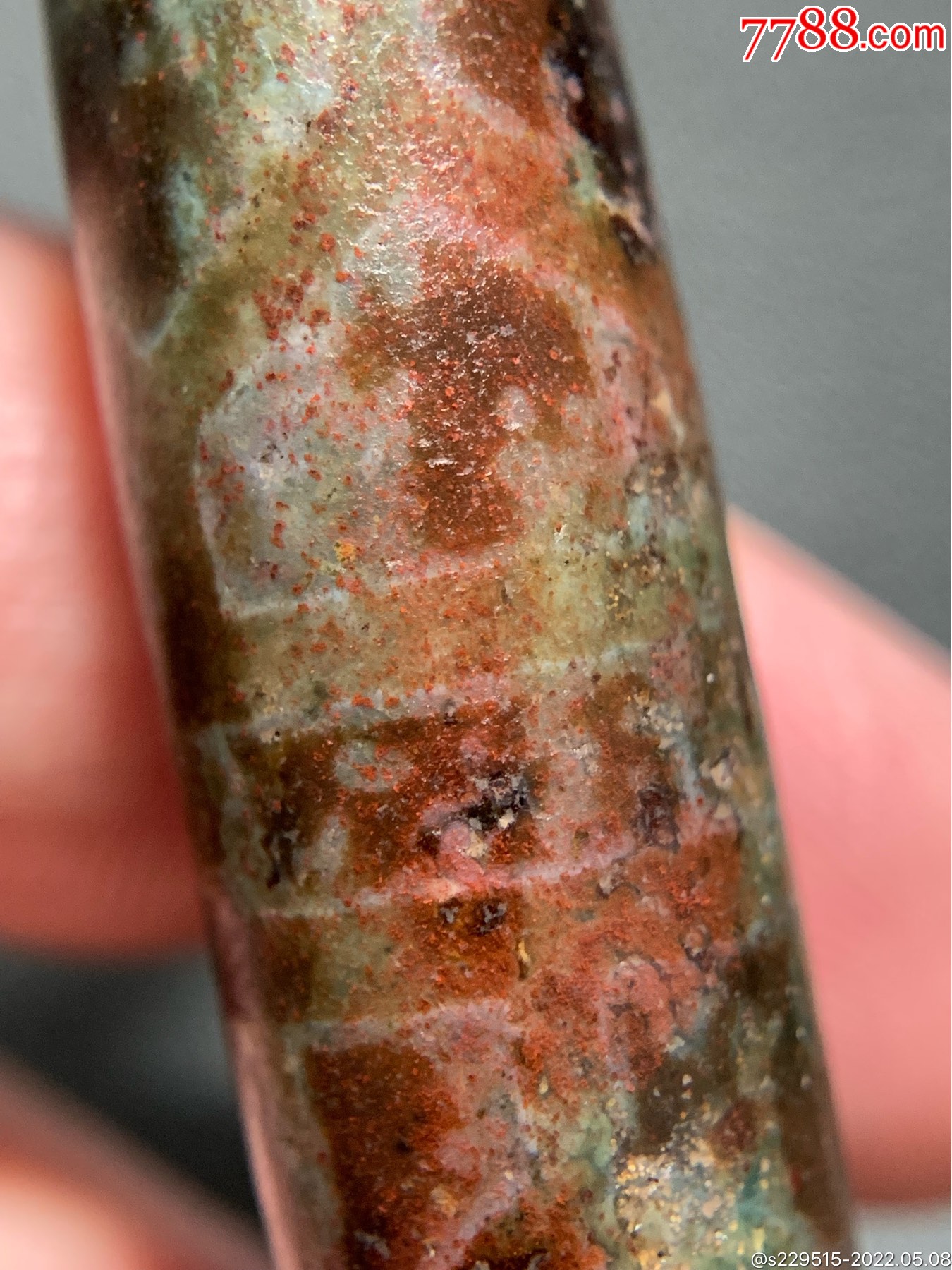 藏传带朱砂十二龟背象雄大天珠575128毫米