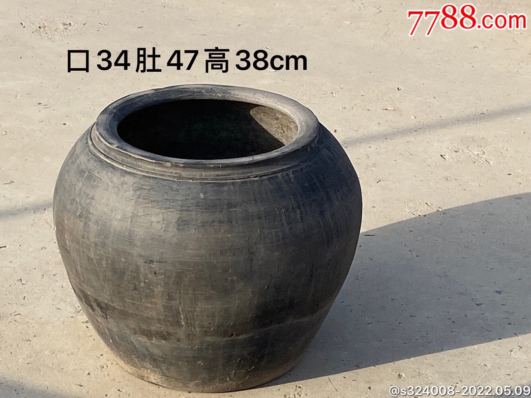 清代陶缸造型漂亮可做卷缸口径34肚径47高38