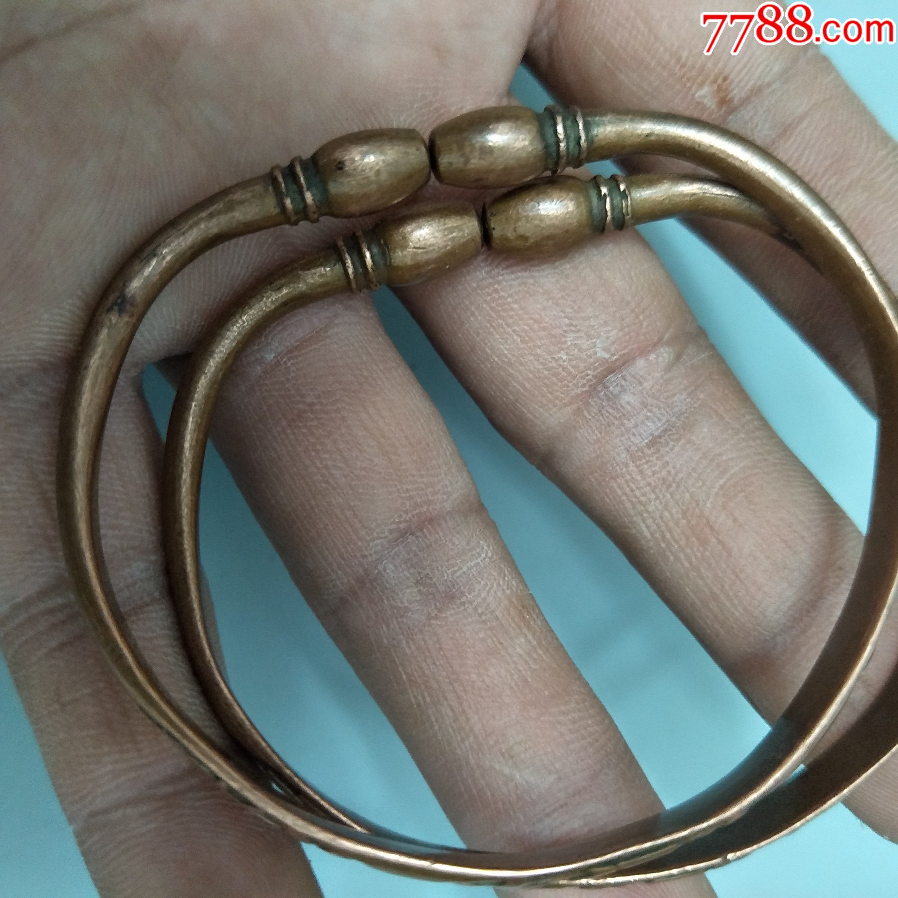 七八十年代红铜老镯子实心蒜头铜质精良不是现代的可比包老包邮
