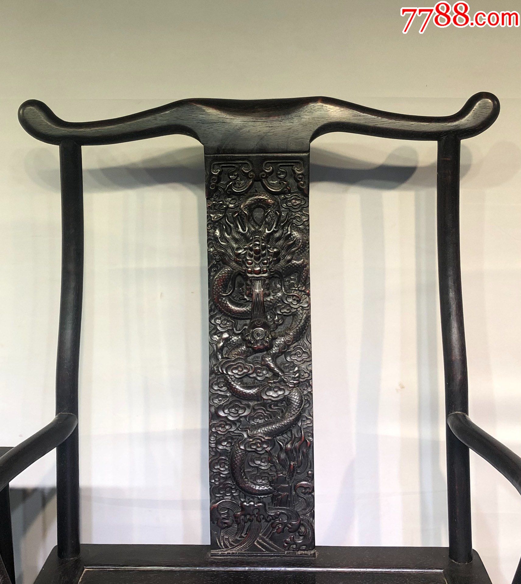 小叶紫檀高浮雕龙官帽椅_木雕摆件_第9张_7788小人书