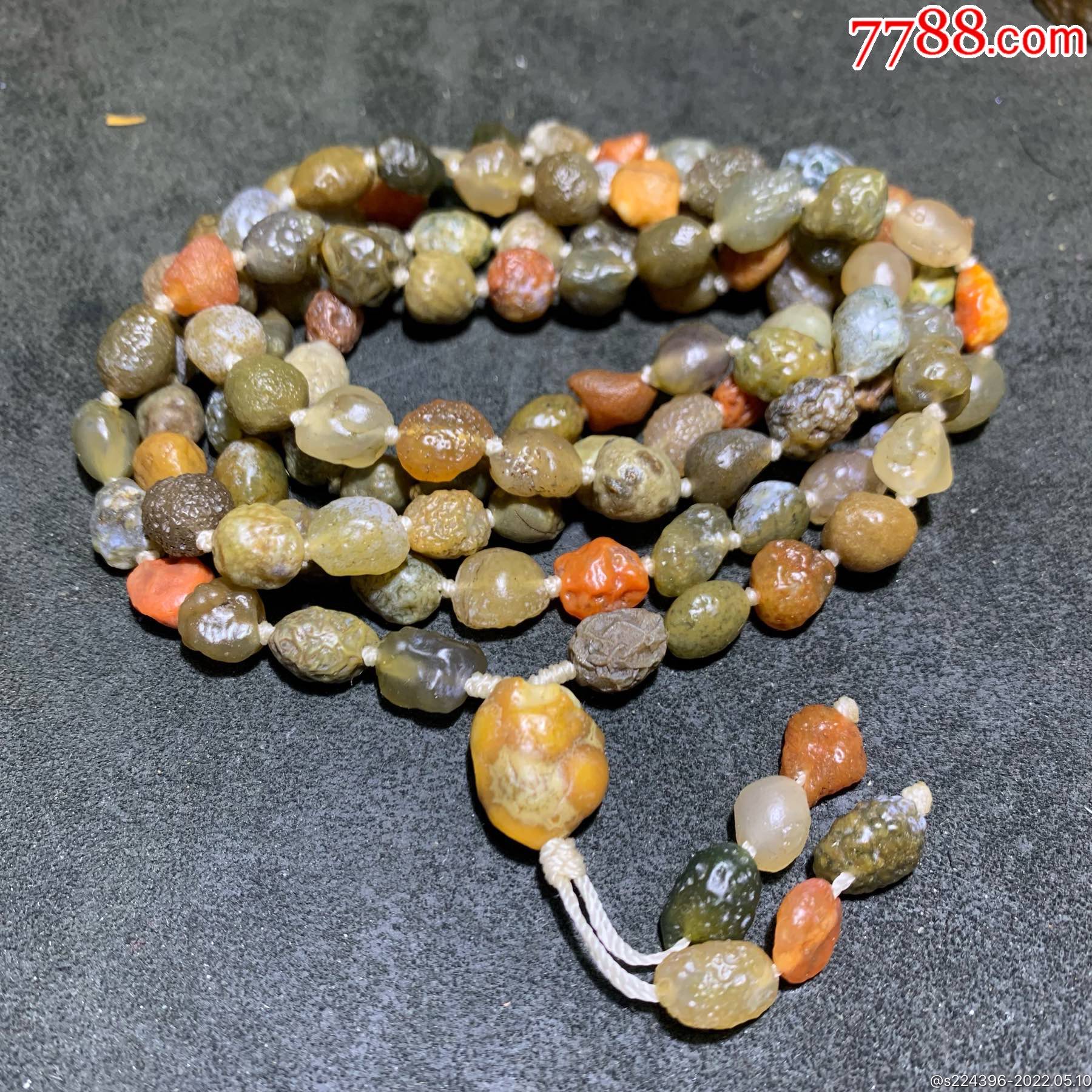 精美阿拉善筋脉玛瑙大颗粒原石108项链一条