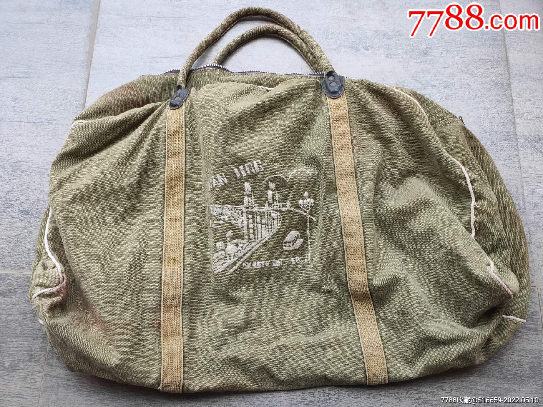 南京长江大桥图案帆布手提包