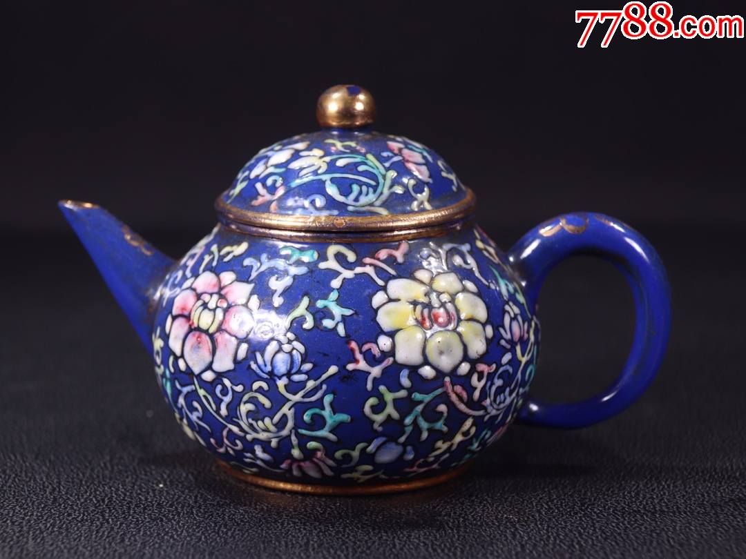 紫砂珐琅彩花奔纹紫砂壶