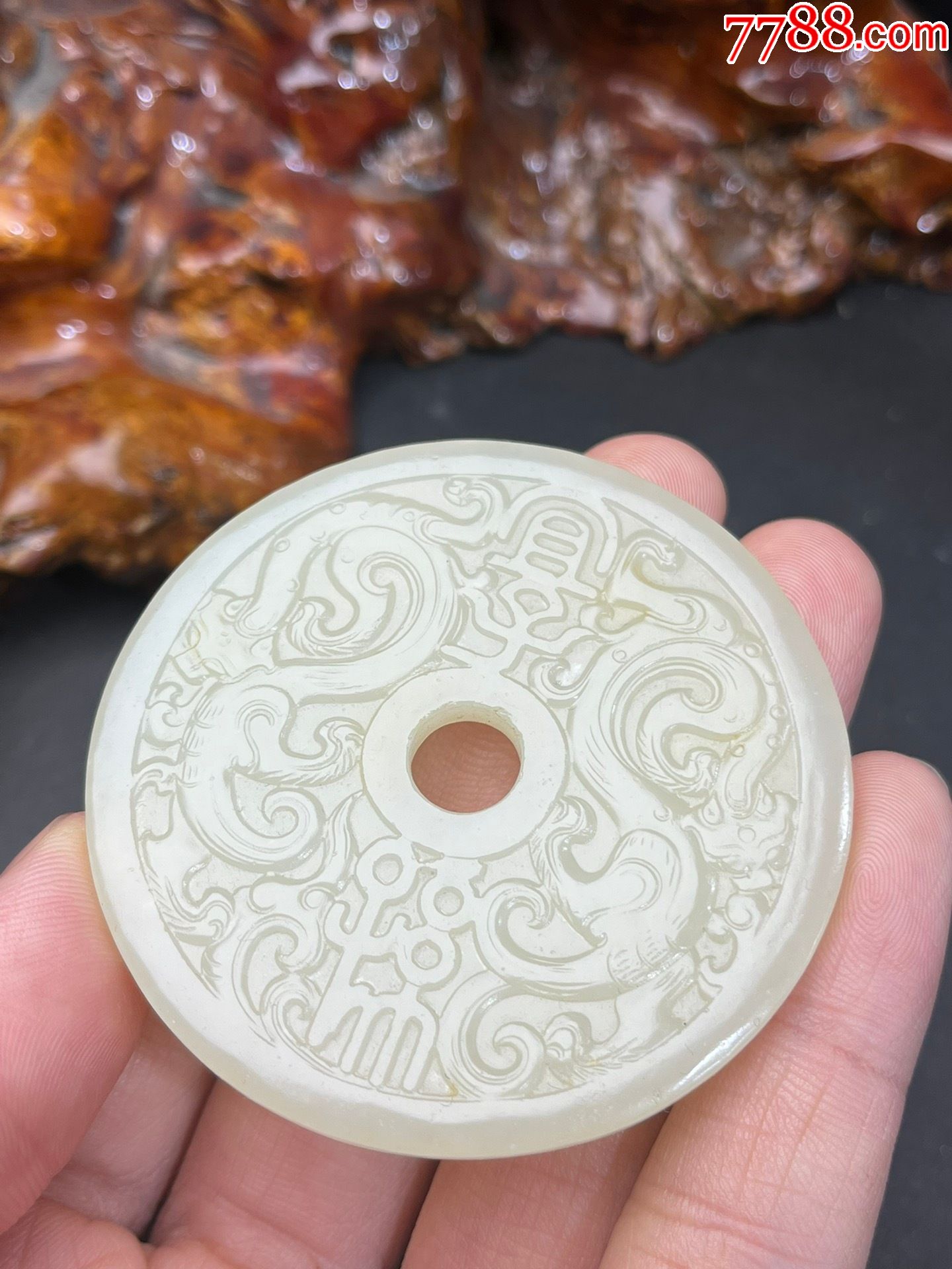 旧藏和田玉明清双龙玉佩aa91s8f