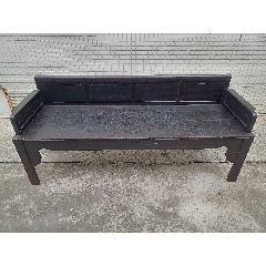 铁力木雕花炕床梅兰菊竹带抽屉