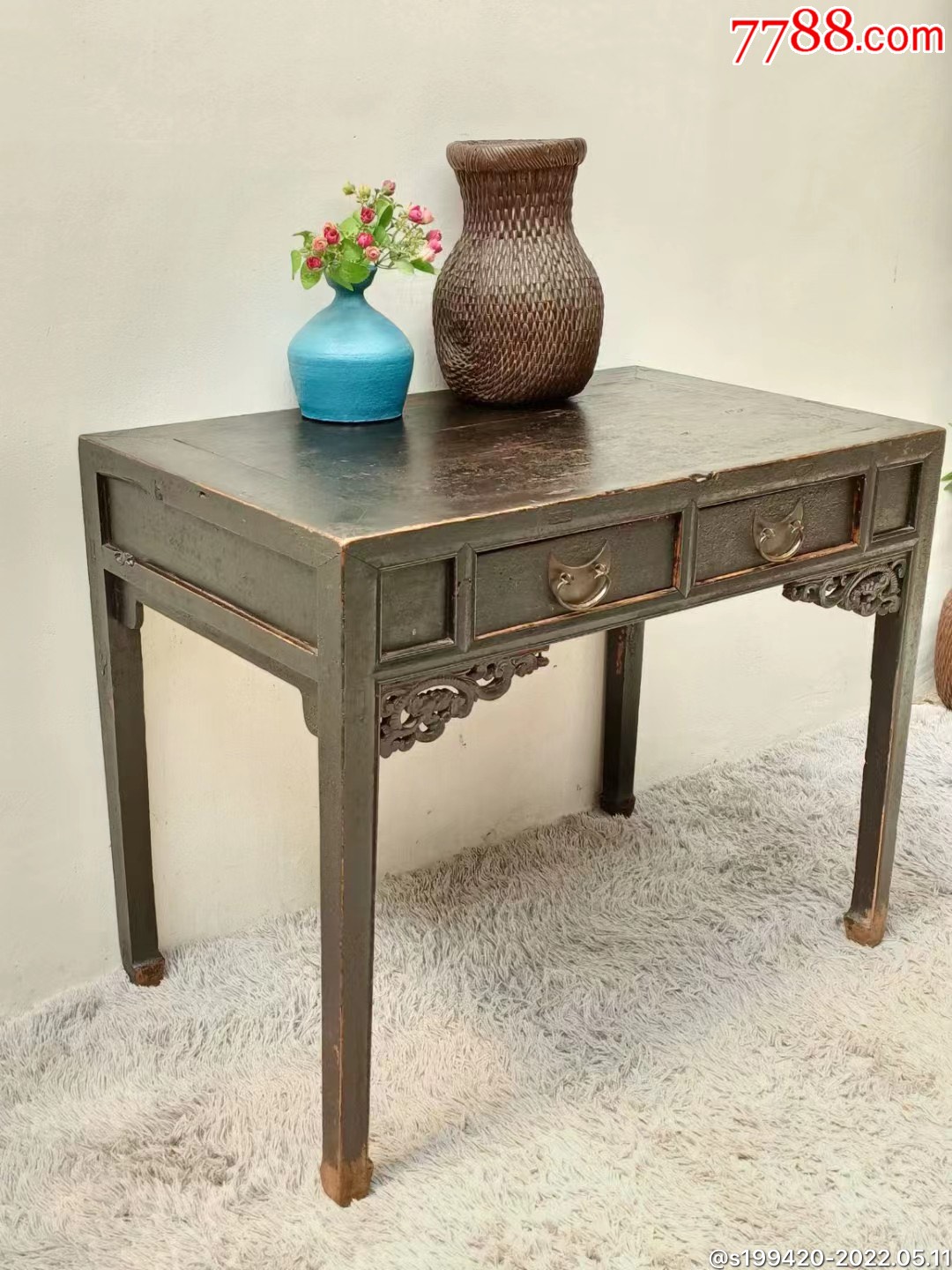 清代榆木书桌结实牢固长105宽64高87