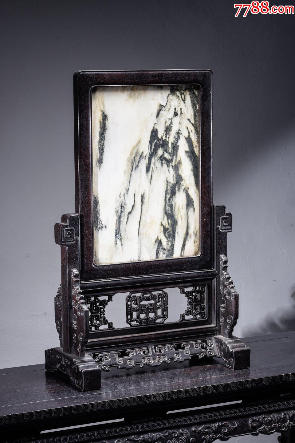 紫檀木云石插屏-价格:4500元-se87027491-木屏风-零售-7788烟酒茶牌