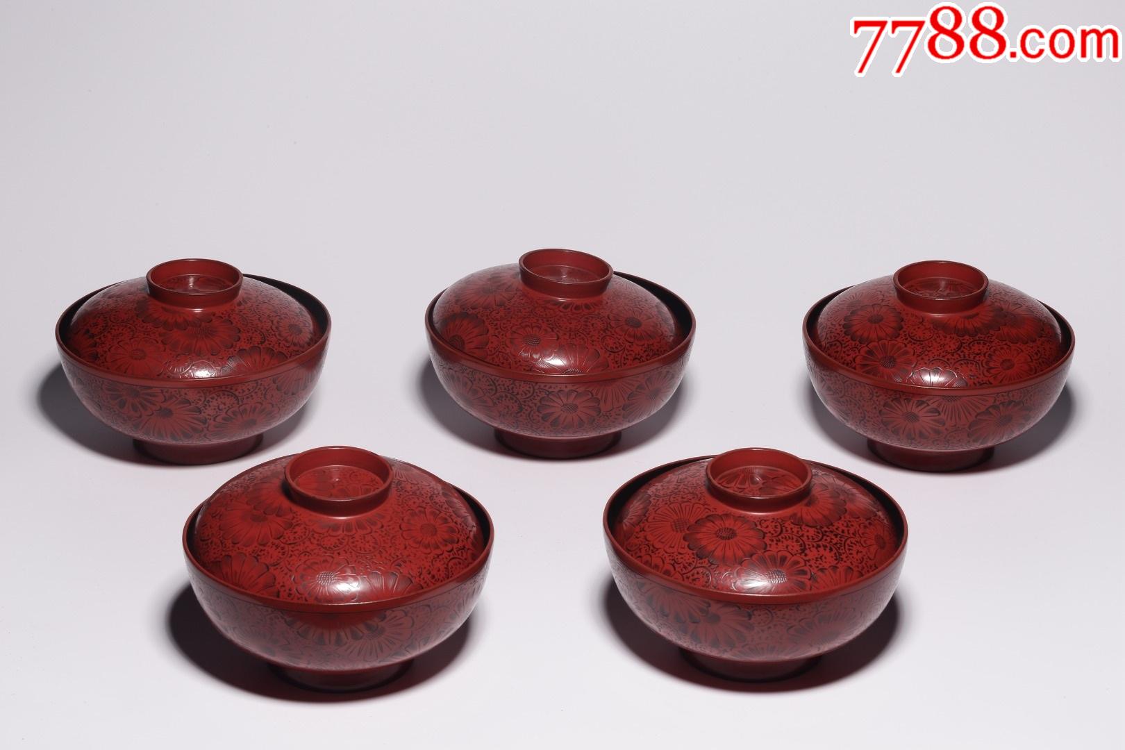 木胎大漆花卉纹盖碗一套_价格4500元_第1张_7788商城__七七八八商品