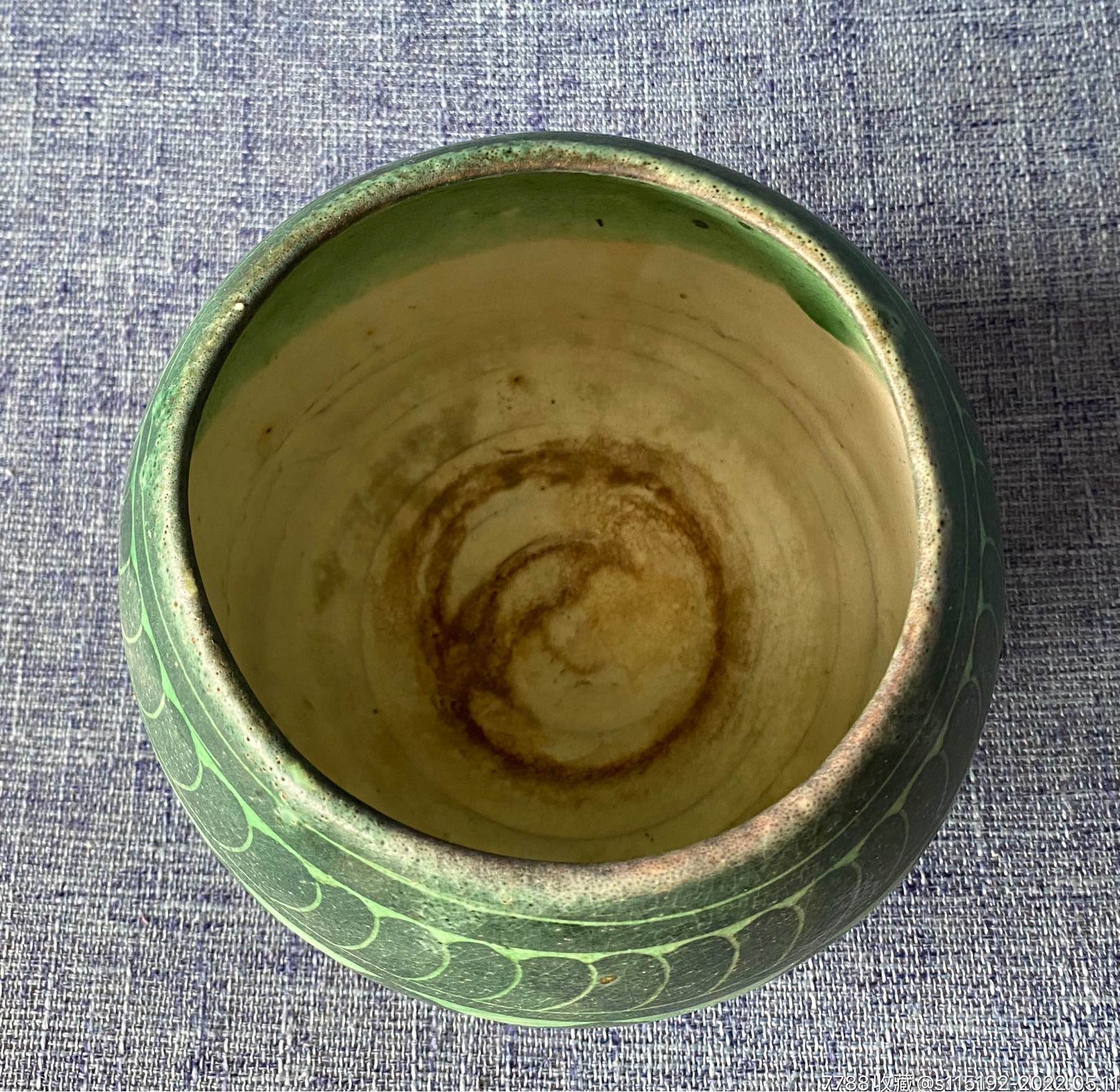 磁州窑绿釉划花钵盂-价格:680元-se87029793-绿釉瓷-零售-7788陶器收
