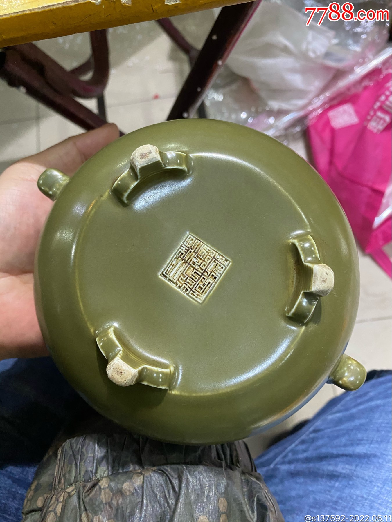 仿古瓷器/大清乾隆年制茶叶末釉瓷香炉-价格:800元-se87033562-绿釉瓷