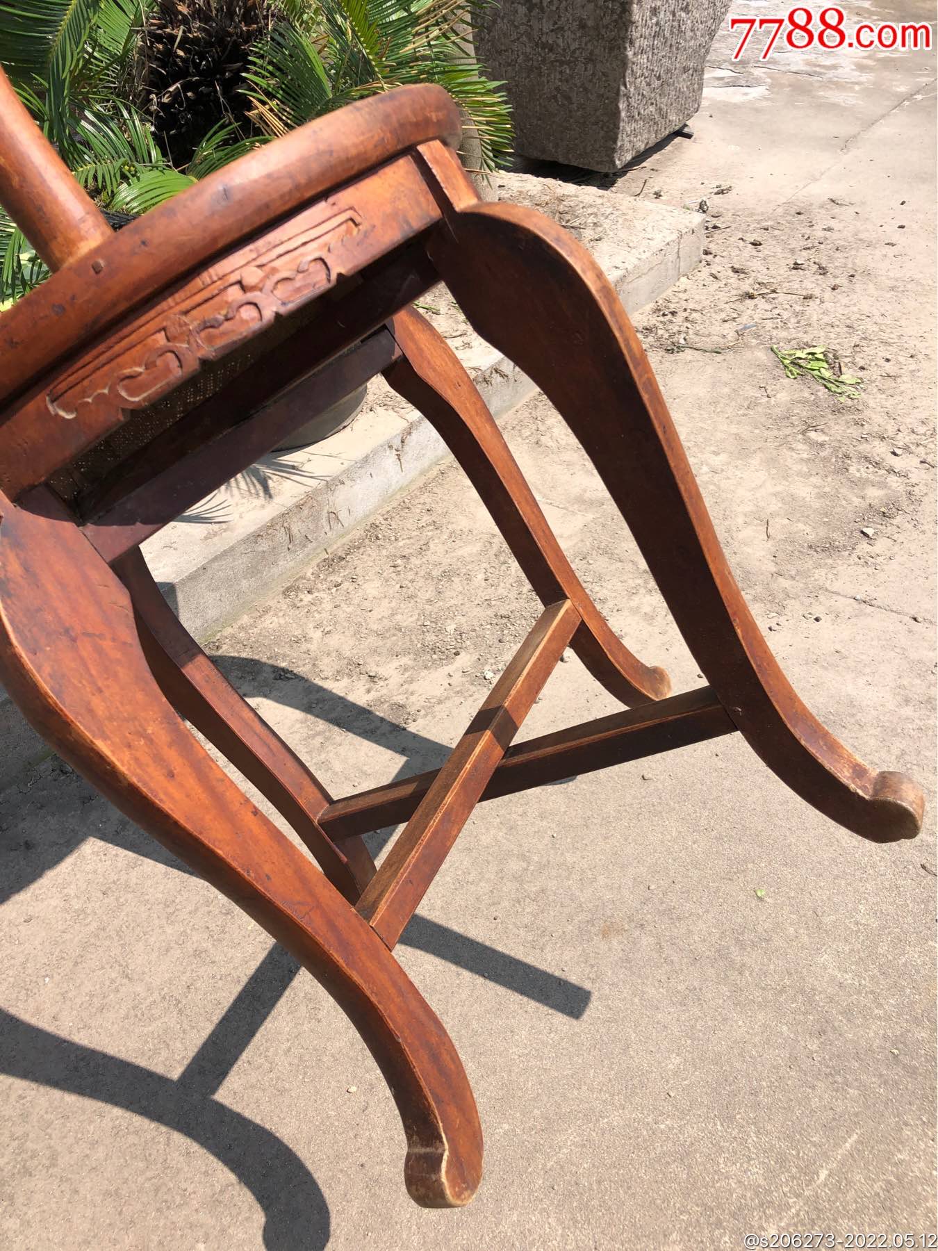 晚清民国精美藤面圆面笔杆靠背椅