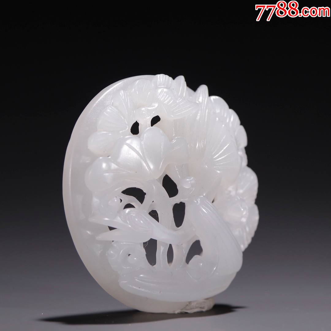 和田玉籽料镂空雕海东青带板wa21s26f