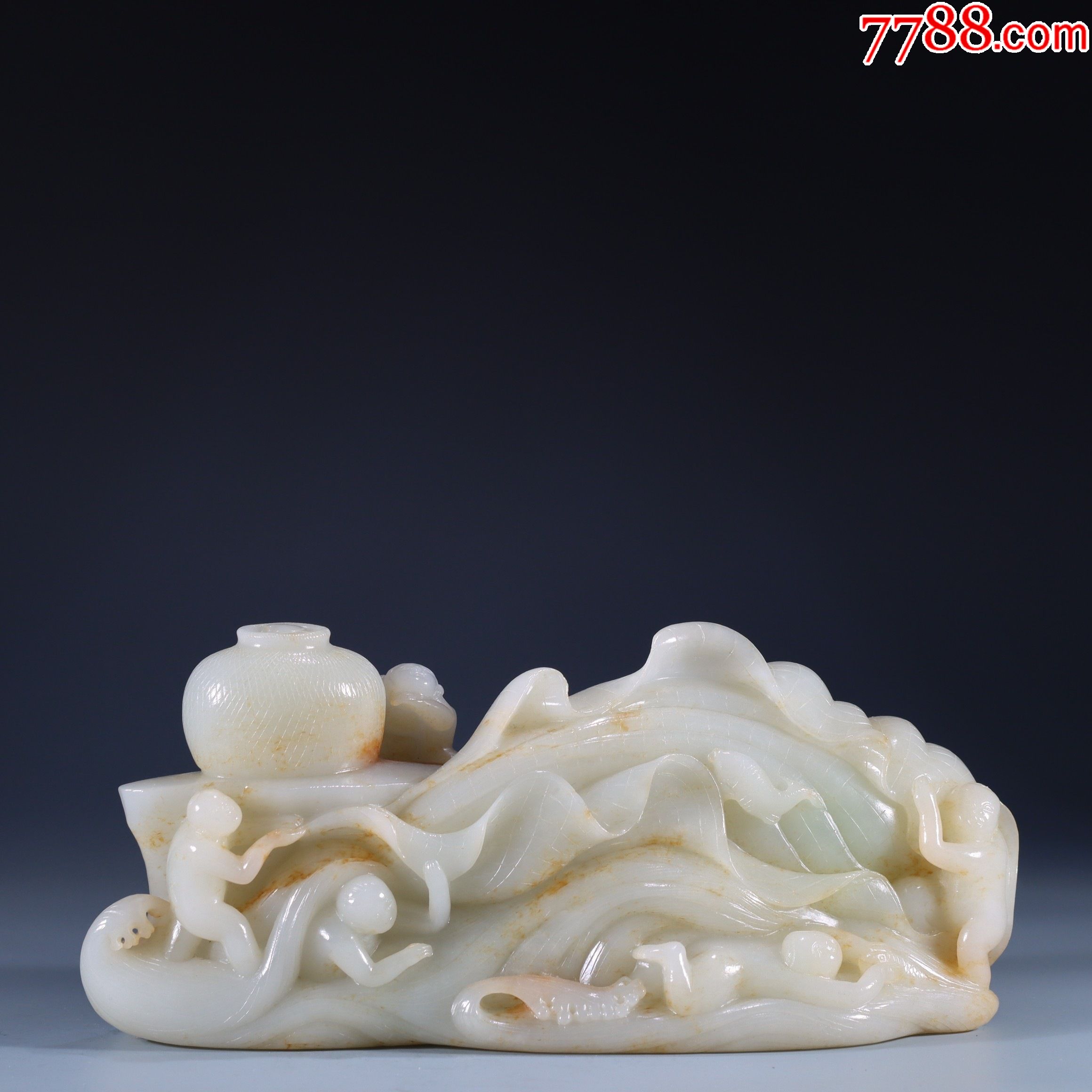 和田玉五子登科摆件