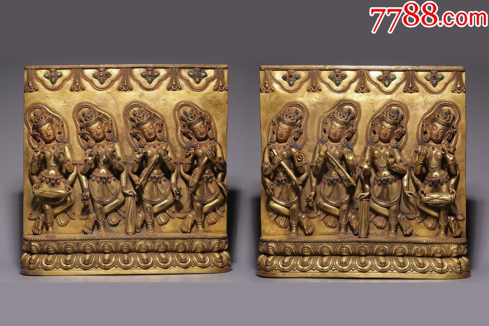 铜鎏金东方四供养天女像