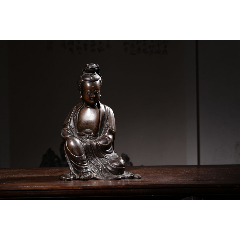  strong>"石叟"款铜观音大士坐像 /strong>_佛像/造像_观音像__年代
