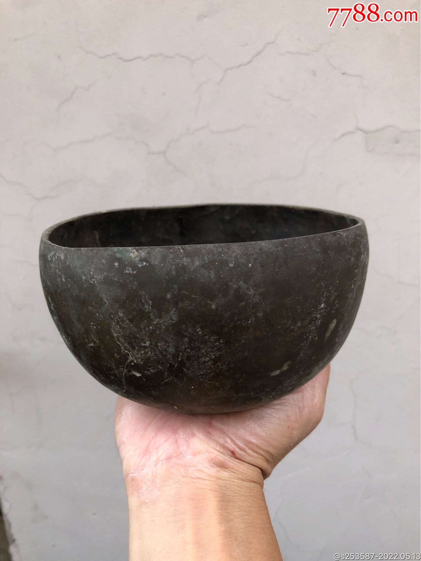 老铜磬完整厚实音质一流皮色包浆一流大气美观