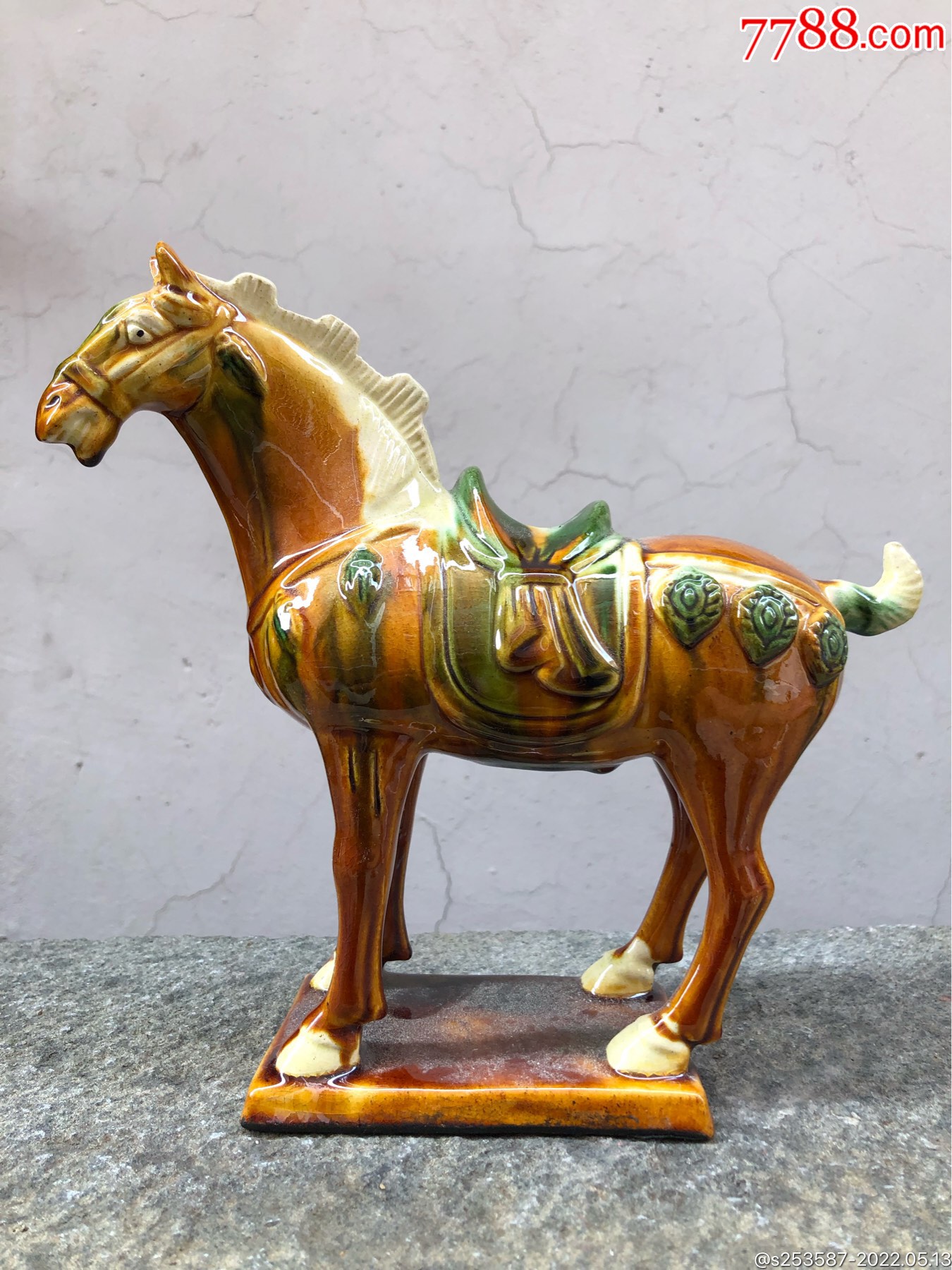 三彩陶马,完整,工好,釉水一流,大气美观.-唐三彩-7788铜器收藏