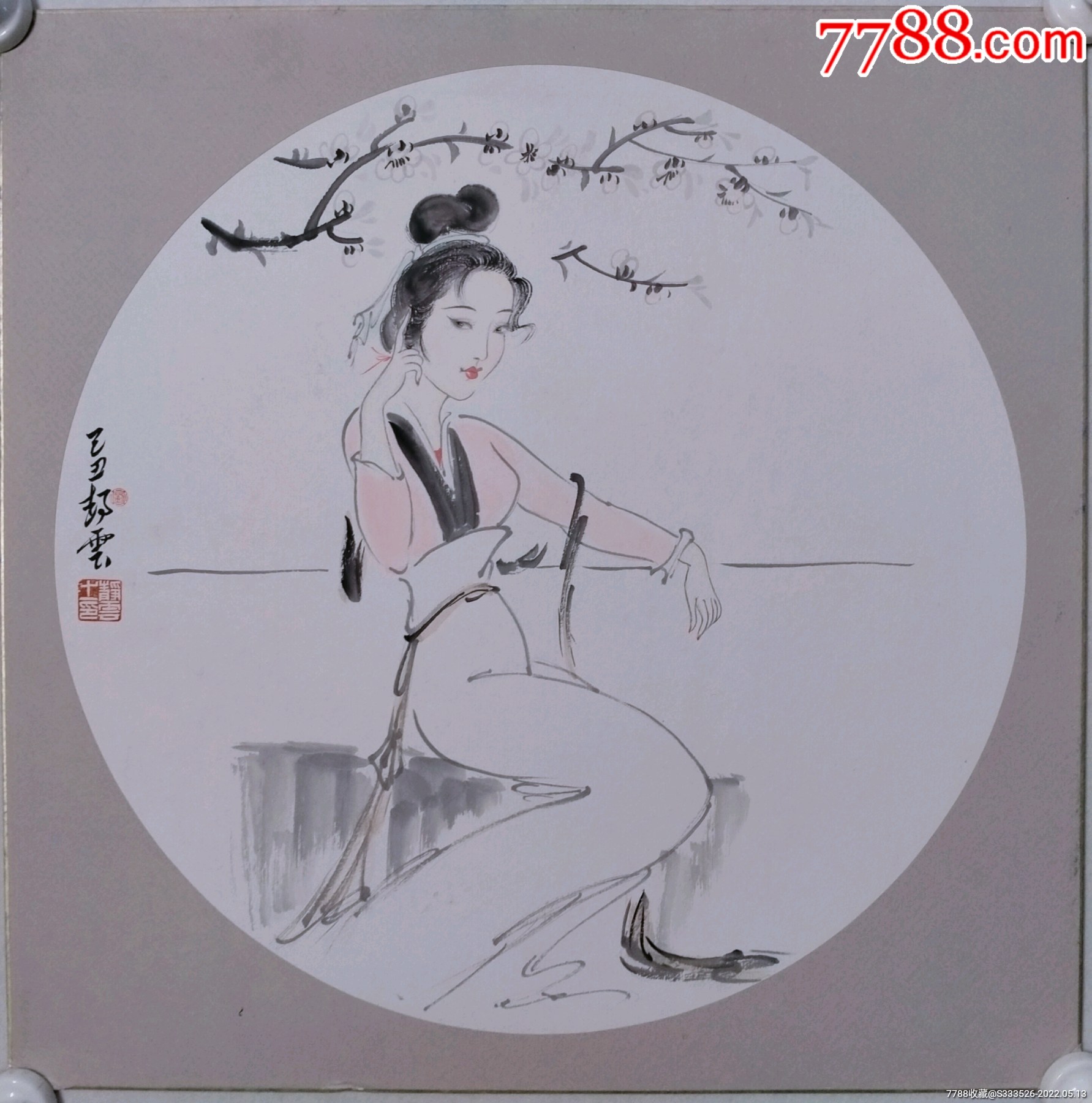 保真书画当代优秀人物画画家刘静云人物画卡纸一幅尺寸5050