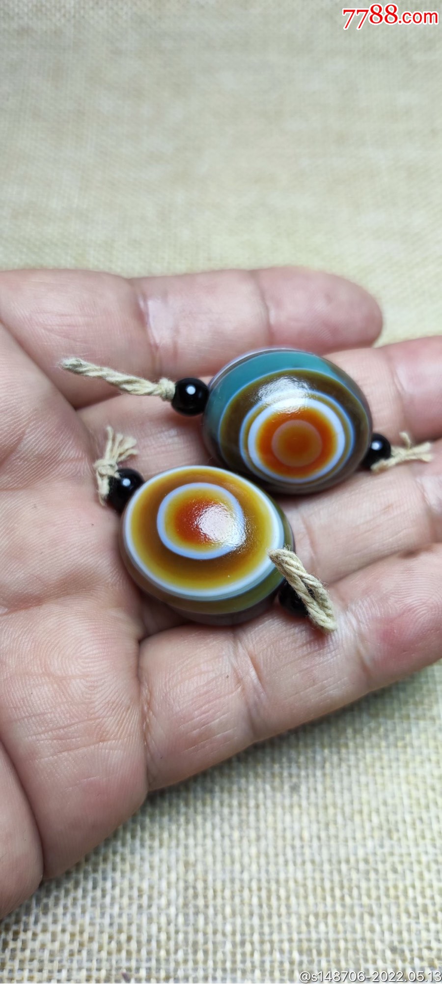 旧创汇初期西亚缠丝玛瑙自然眼天珠