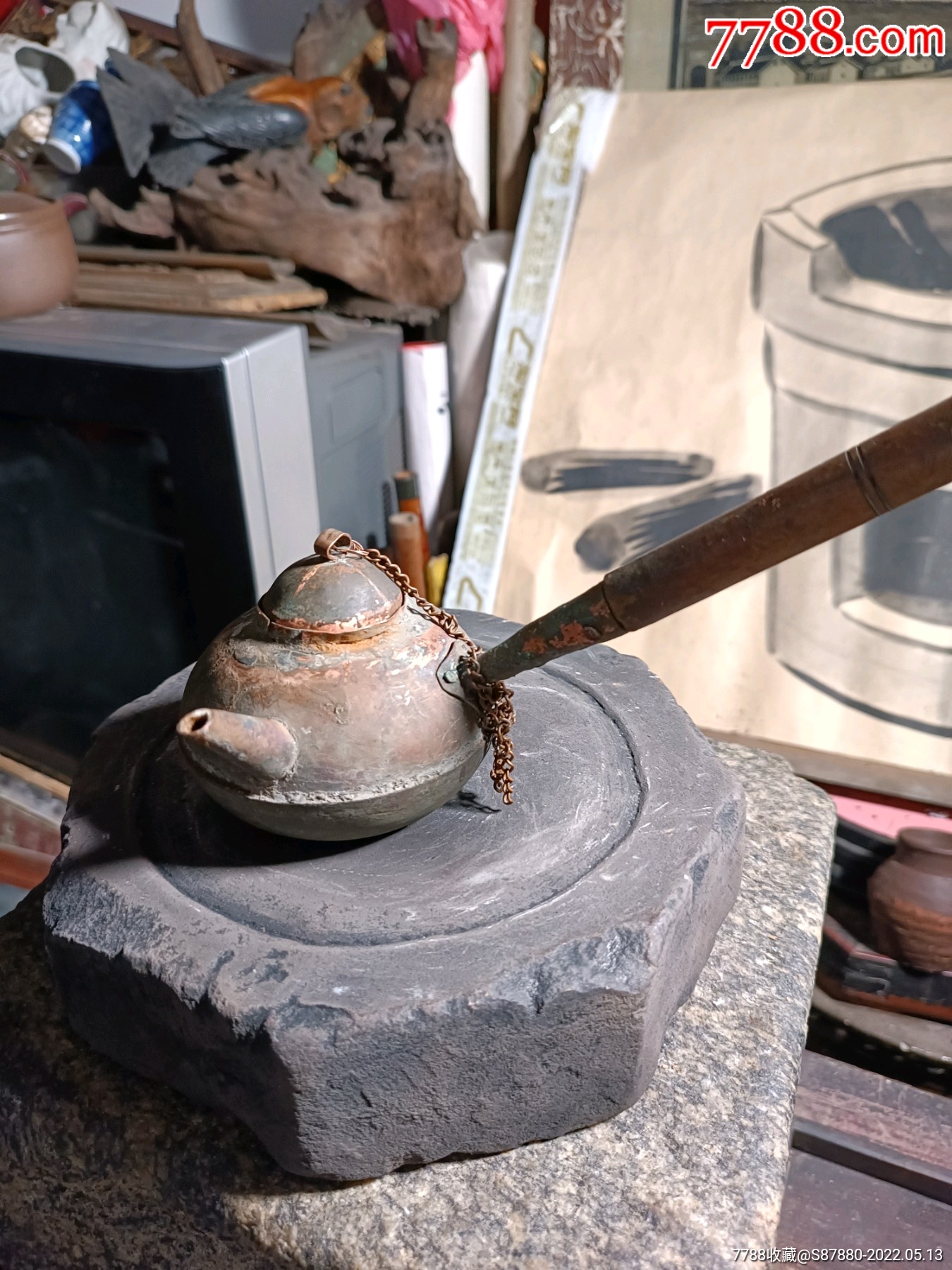 民国潮汕功夫茶手工铜茶壶