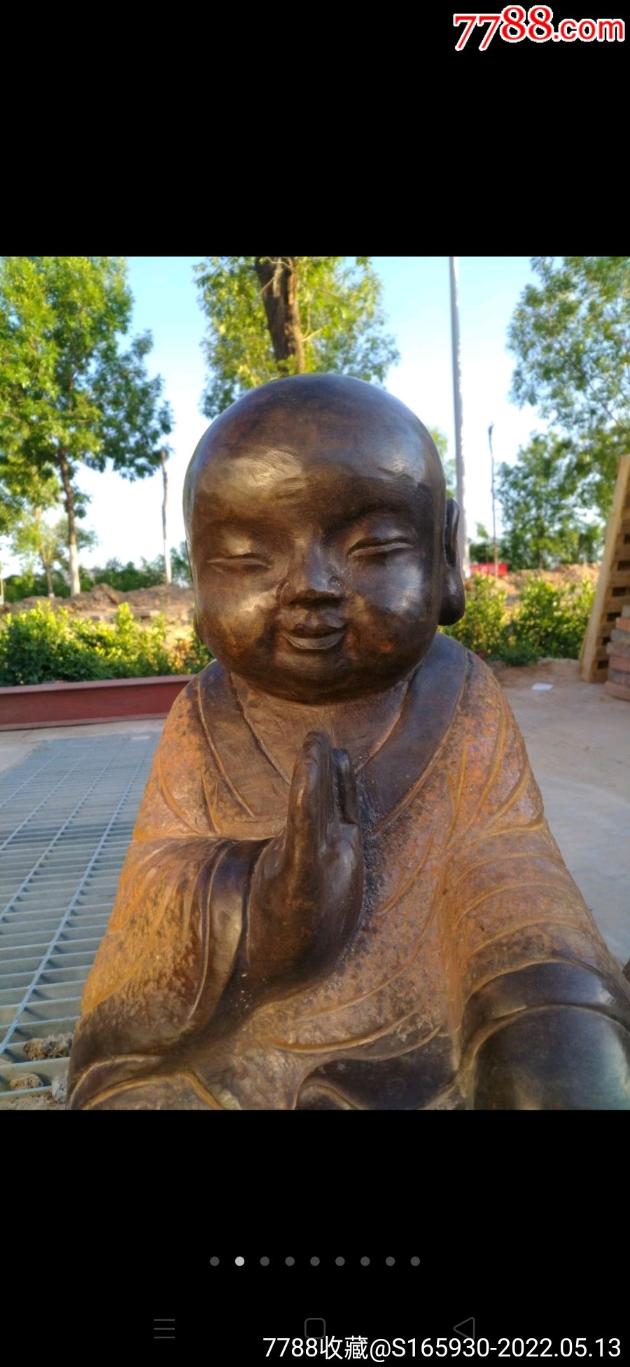 青石小和尚一套表情细腻逼真衣服造型古朴神情自然静心诵经禅