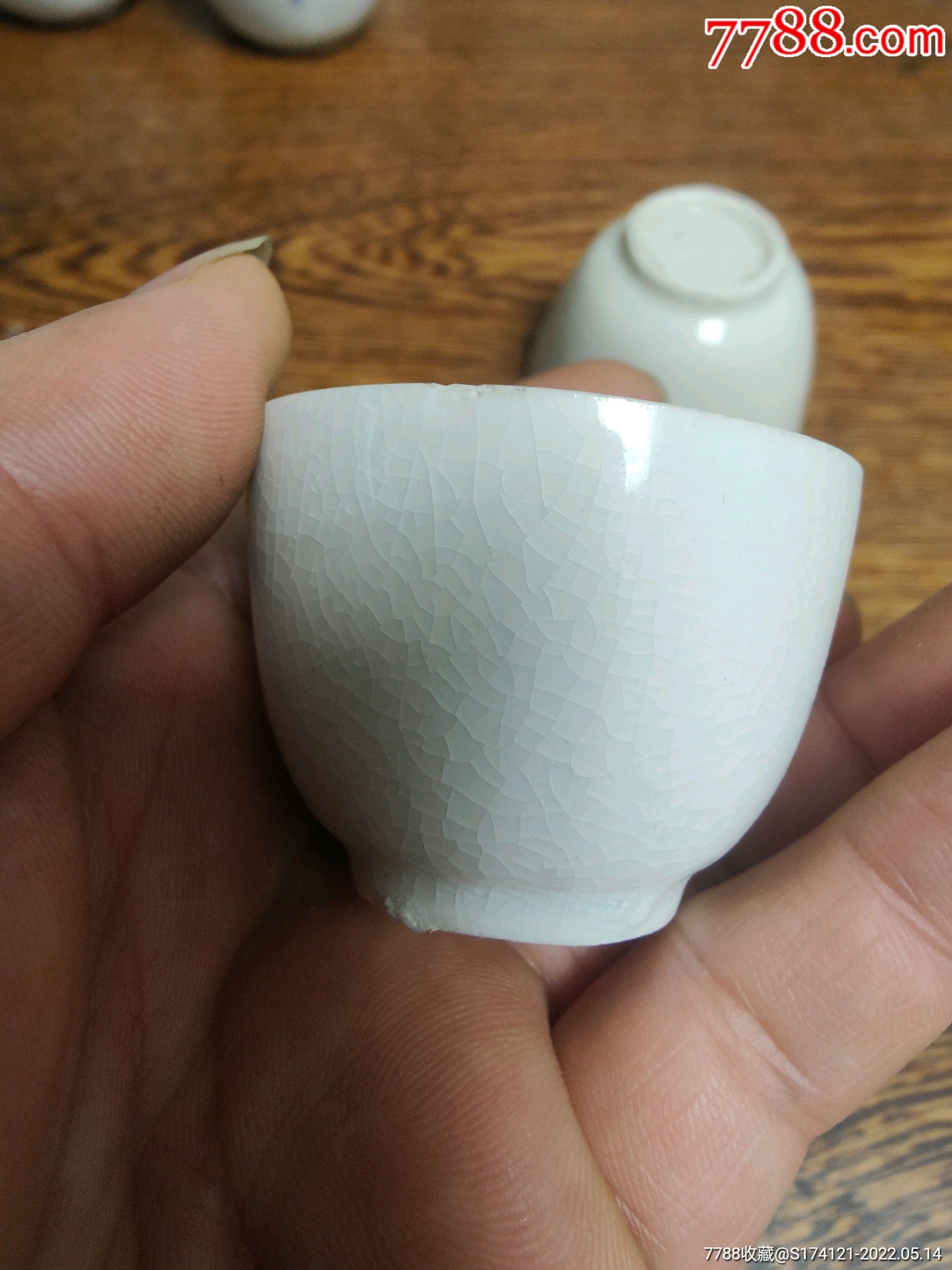 德化窑明代老茶杯明代开片杯子海捞回流三客杯包老_单色白瓷_第5张