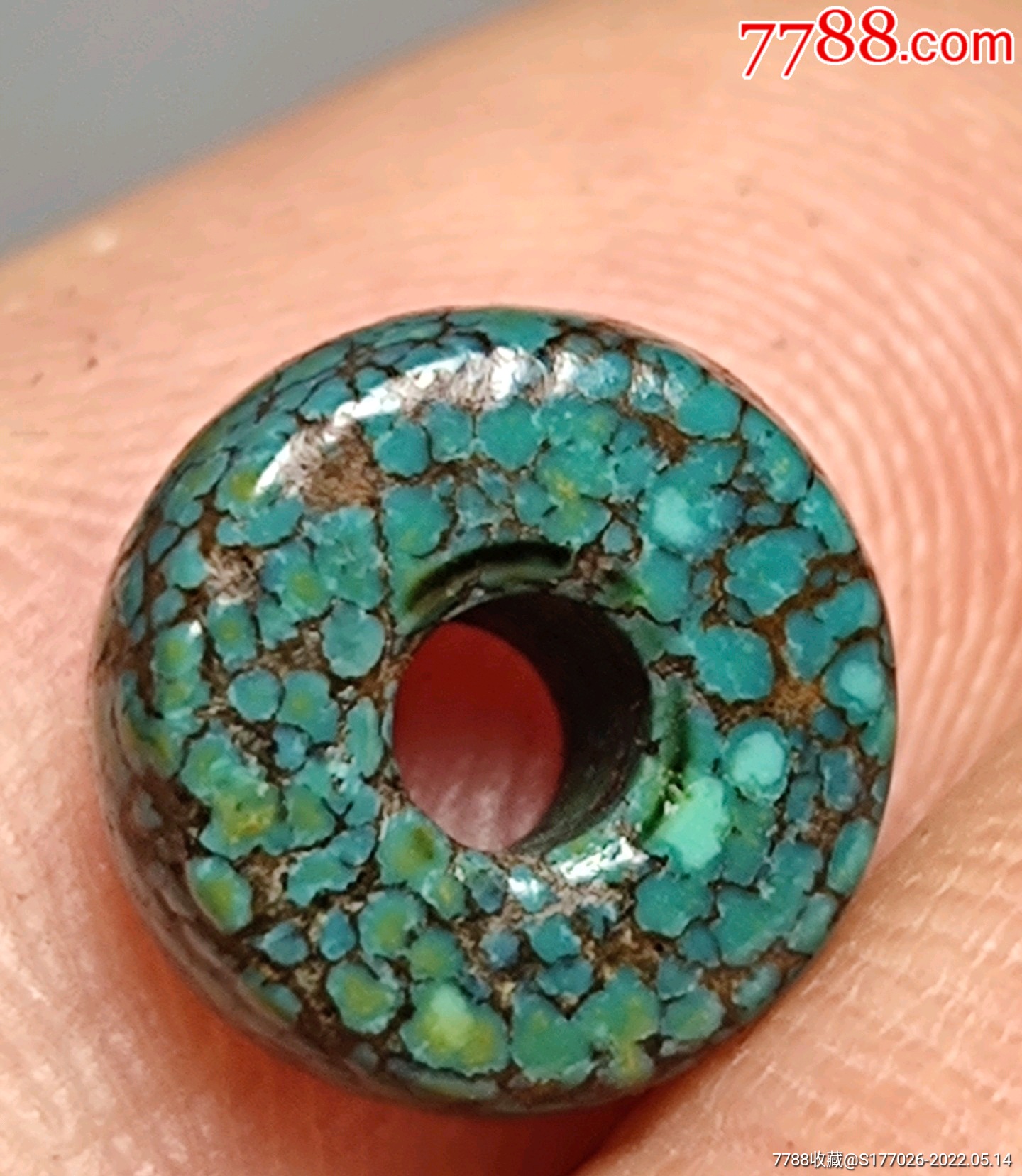 爆老绿松石老珠子