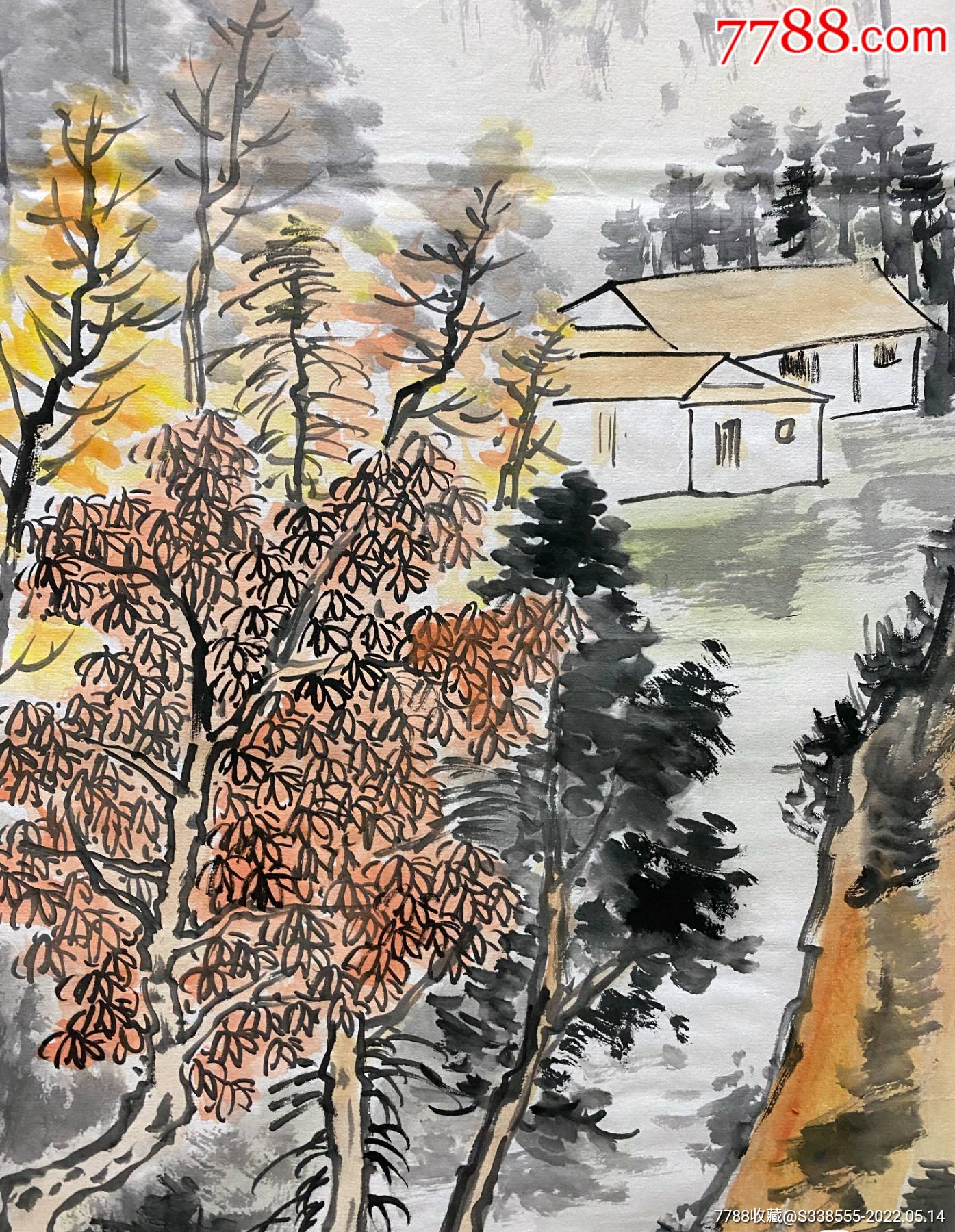 中国书协,美协理事,一级美术师,曾松涛四尺对开山水_山水国画原作_第2