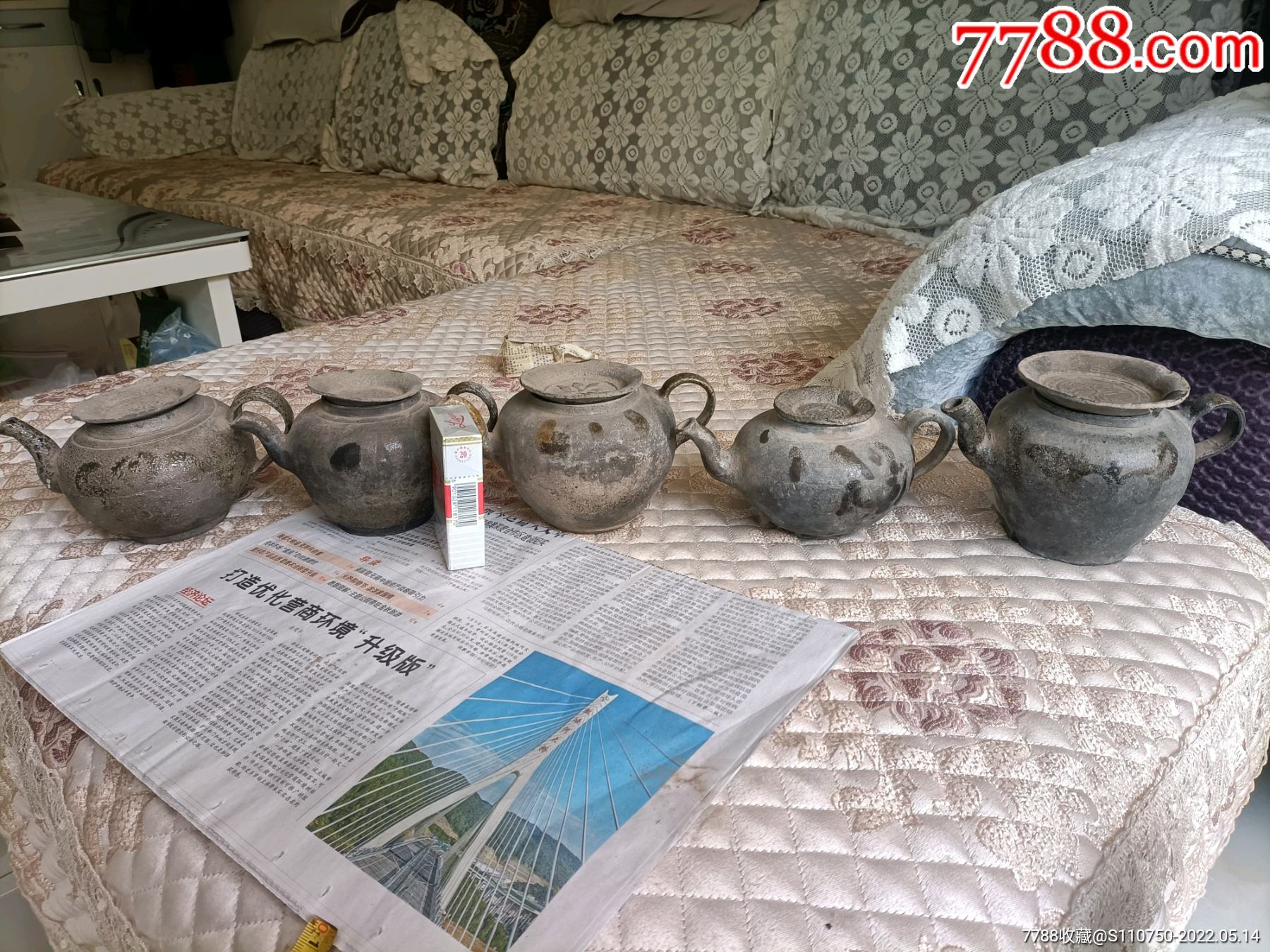 蔚州青砂器，酒壶5个-其他紫砂-7788旧书网