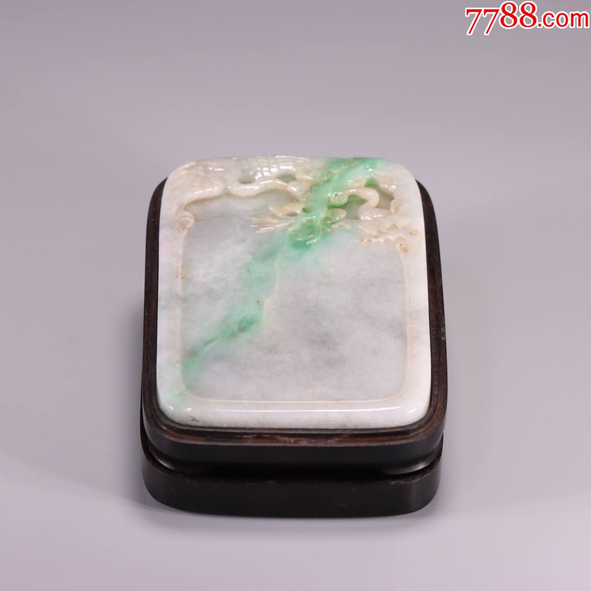翡翠松鹤延年文房砚台带盒