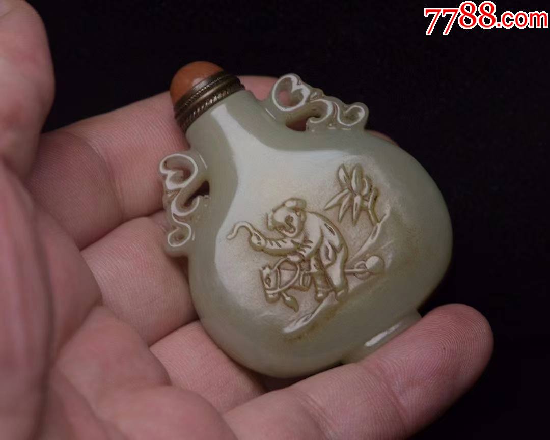 童趣寿桃老和田玉鼻烟壶_价格660元_第1张_7788收藏__收藏热线