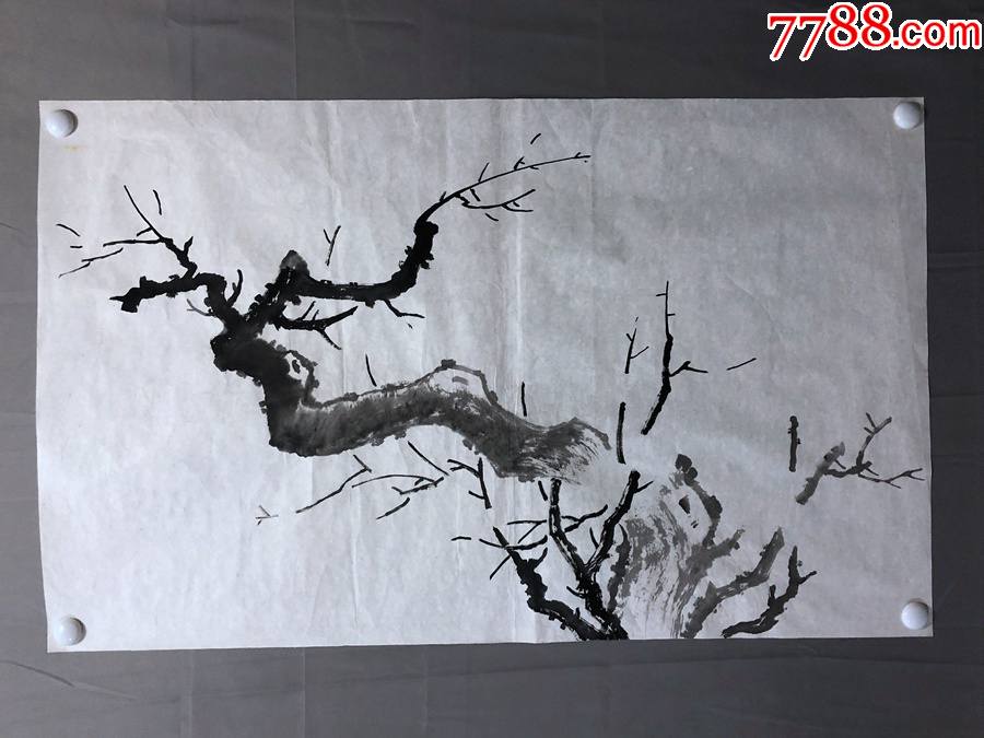 17951~【周爱莲】无款花鸟画,枯树,尺寸约为96*59厘米