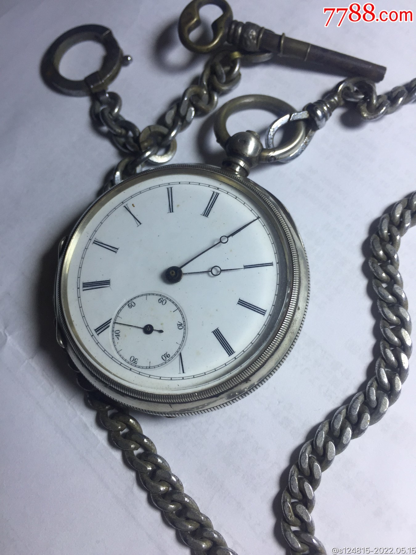 明面纯银钥匙上弦怀表