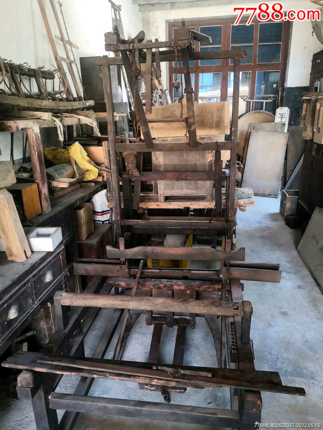 六十年代我家用过的织布机全套全部手工机织纯棉老粗布