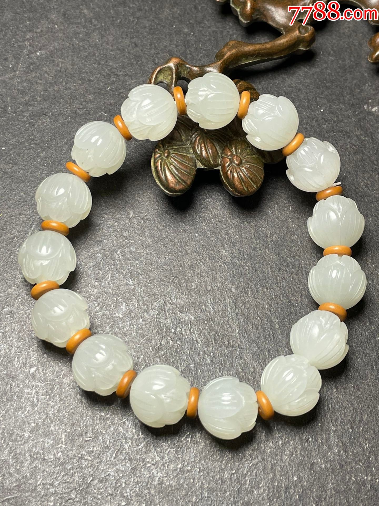 和田玉莲花手串aa91s8f