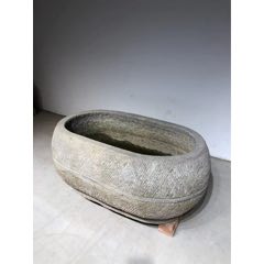 清早期青石椭圆石盆
