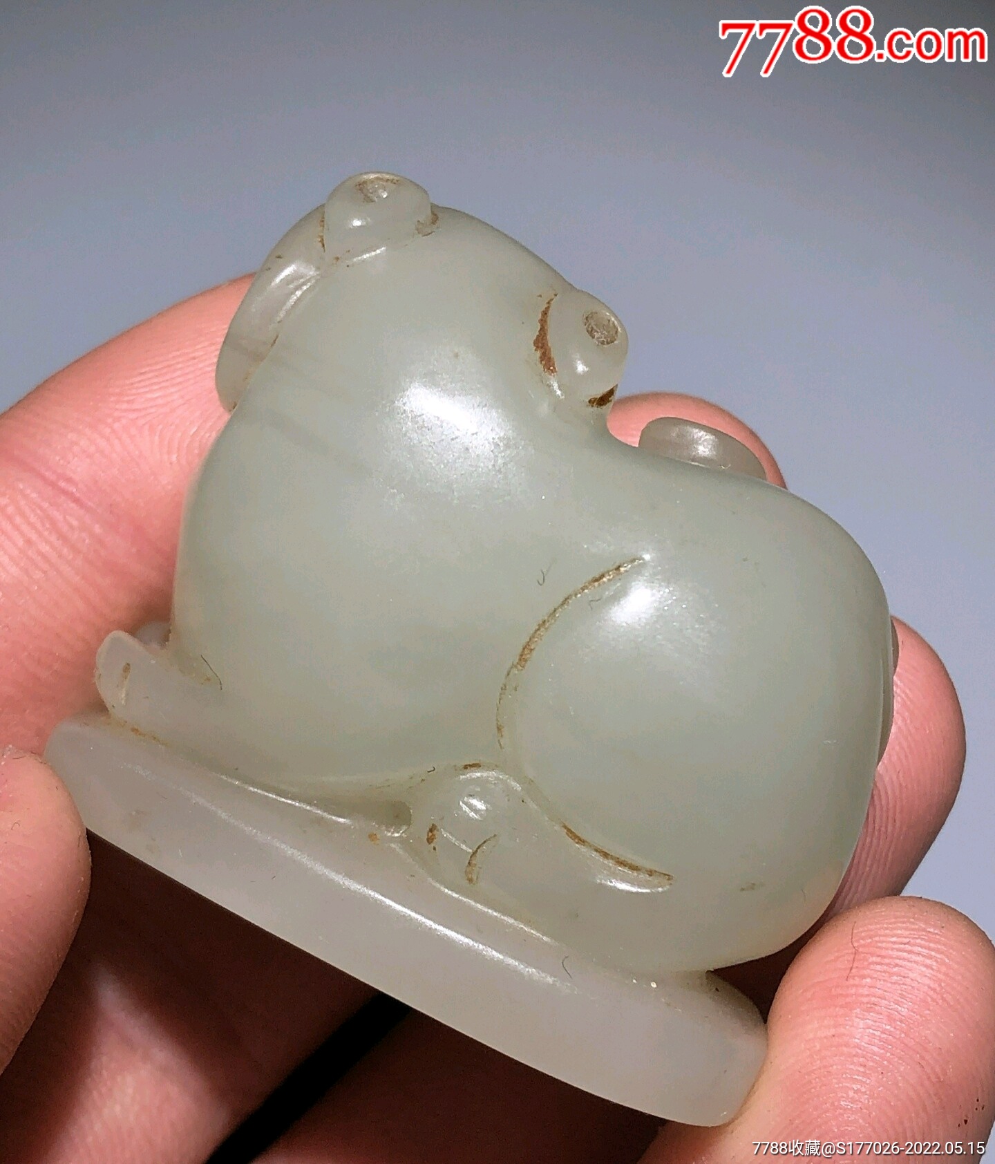 清代老和田玉籽料玉虎